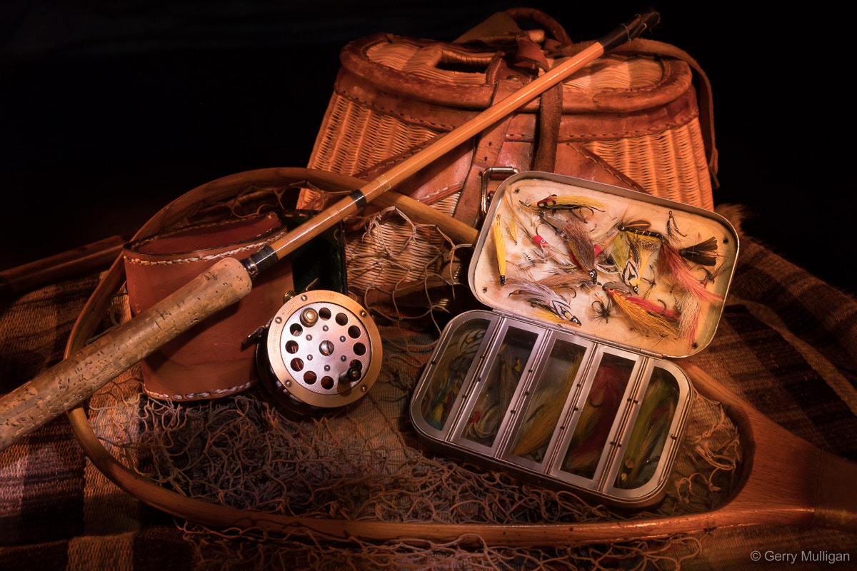 Nikon D500 sample photo. Lightpainting of fly fishing gear photography