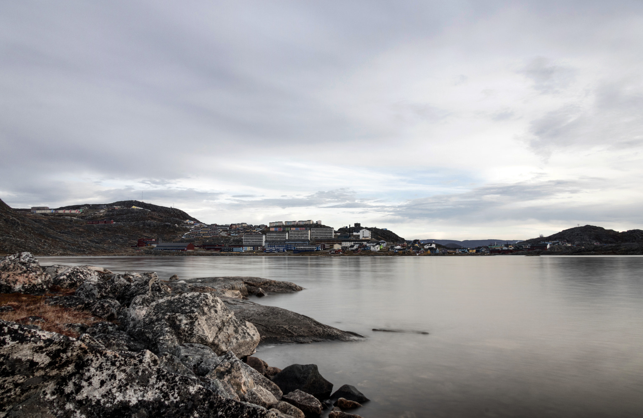 Canon EF-S 17-85mm F4-5.6 IS USM sample photo. Shot taken on the lake in qaqortoq greenland, and my first photo blend, have also done this in b/w photography
