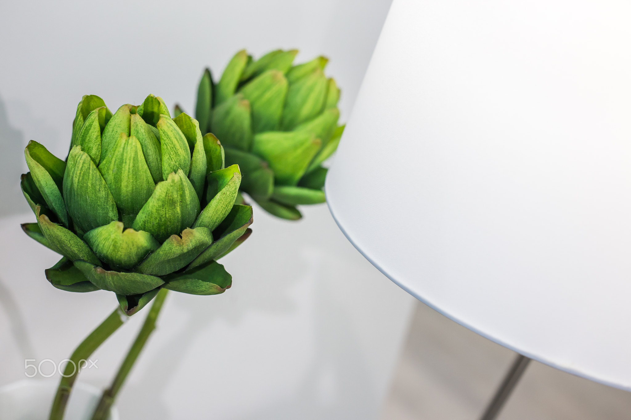 Beautiful flowers with table lamp
