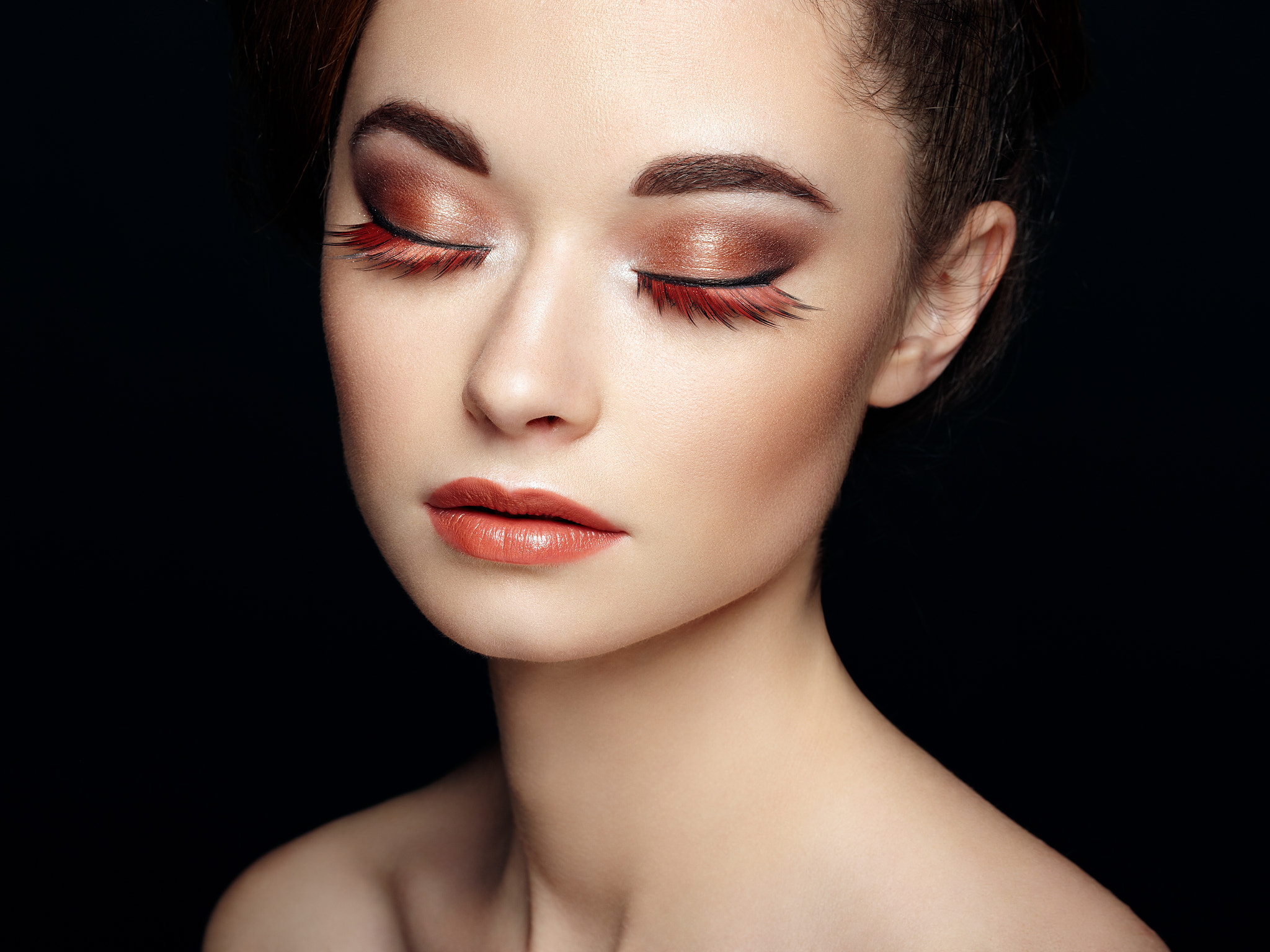 Canon EF 100mm F2.8L Macro IS USM sample photo. Beautiful woman face. perfect makeup photography