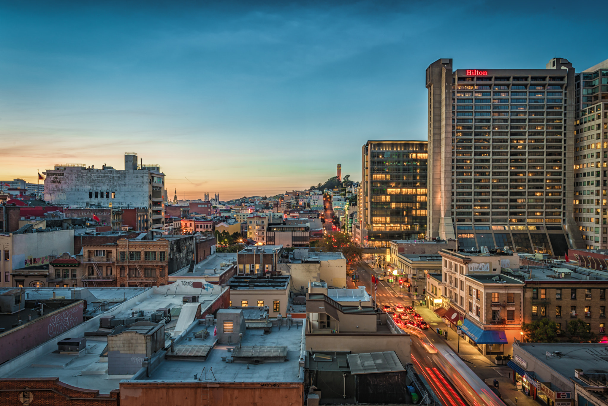 Nikon D750 + Nikon AF Nikkor 24mm F2.8D sample photo. Between the financial and chinatown at dusk photography