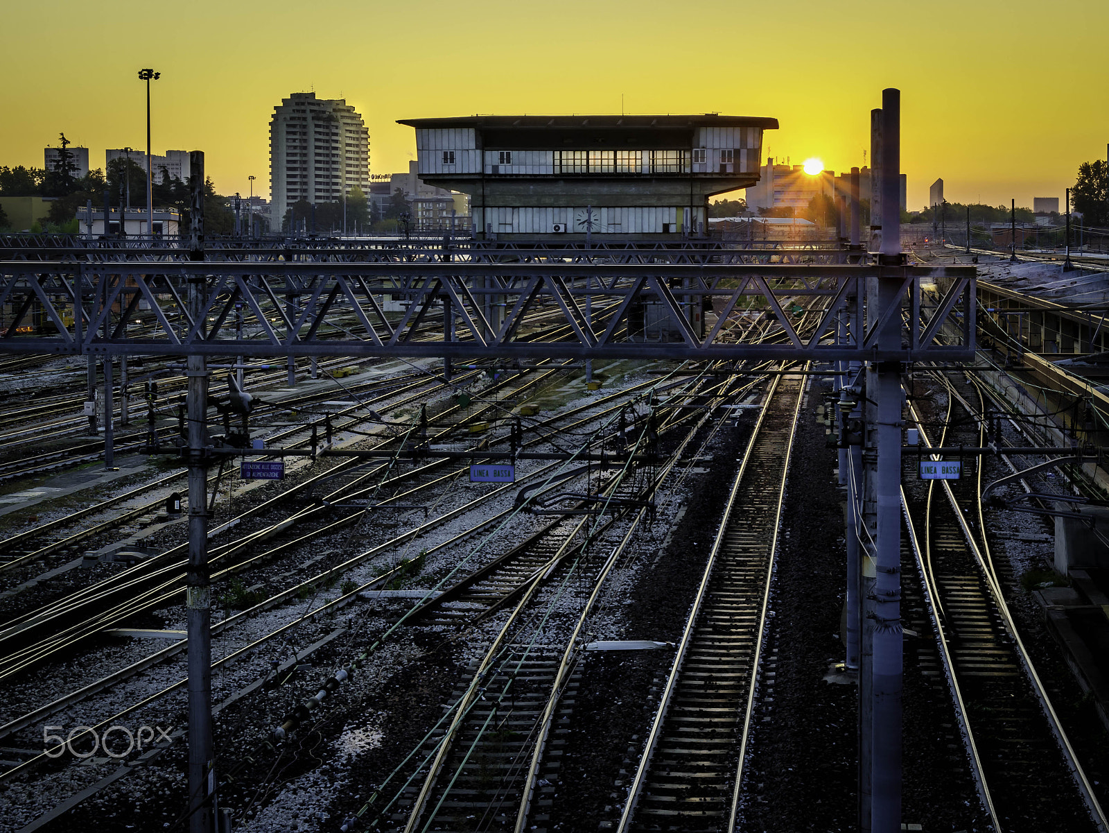 Olympus E-5 + OLYMPUS 14-54mm Lens sample photo. Bologna, railroad tracks at central station photography