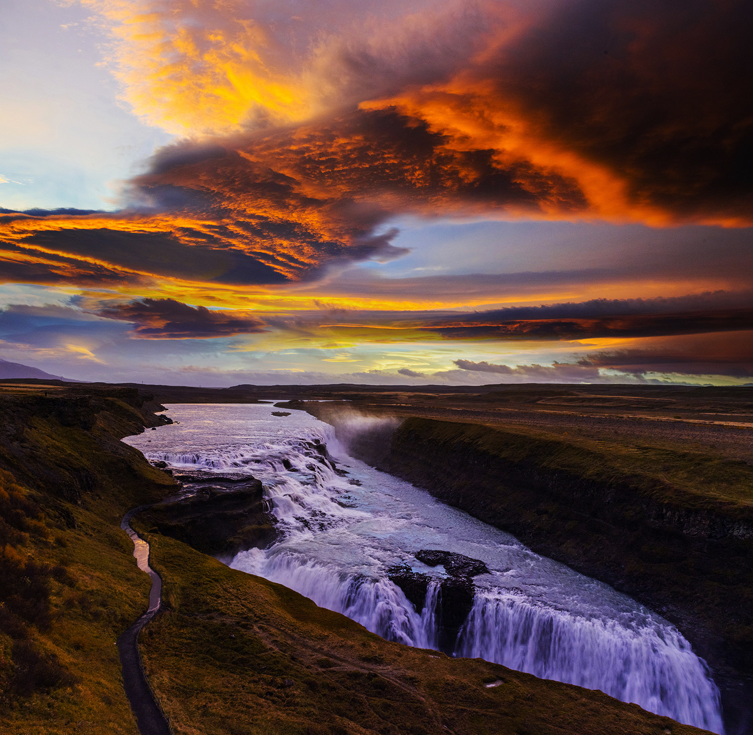 Phase One IQ260 sample photo. Fire clouds over the gullfoss, iceland. photography