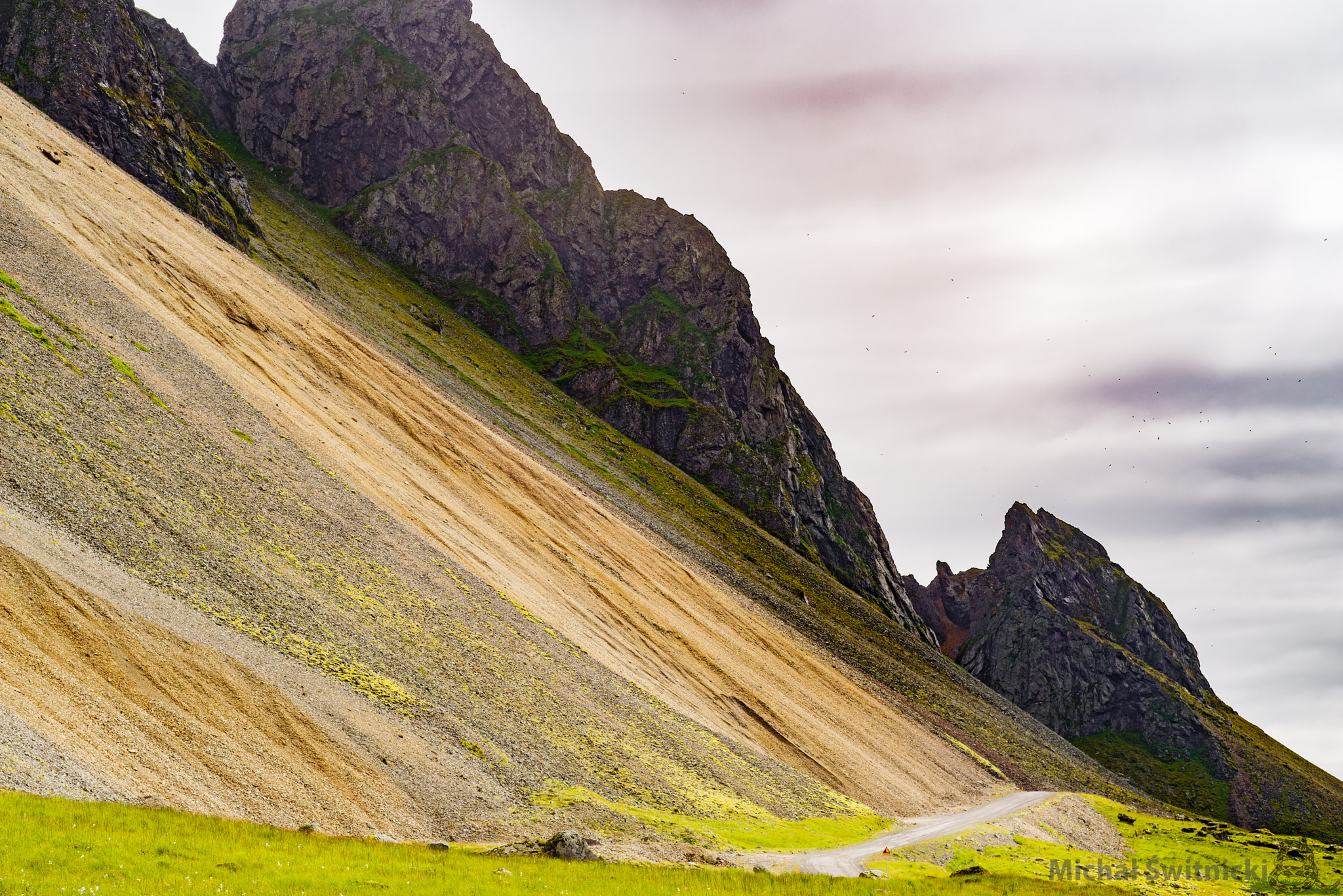 Pentax K-1 sample photo. Slopy road at icelandic shore photography