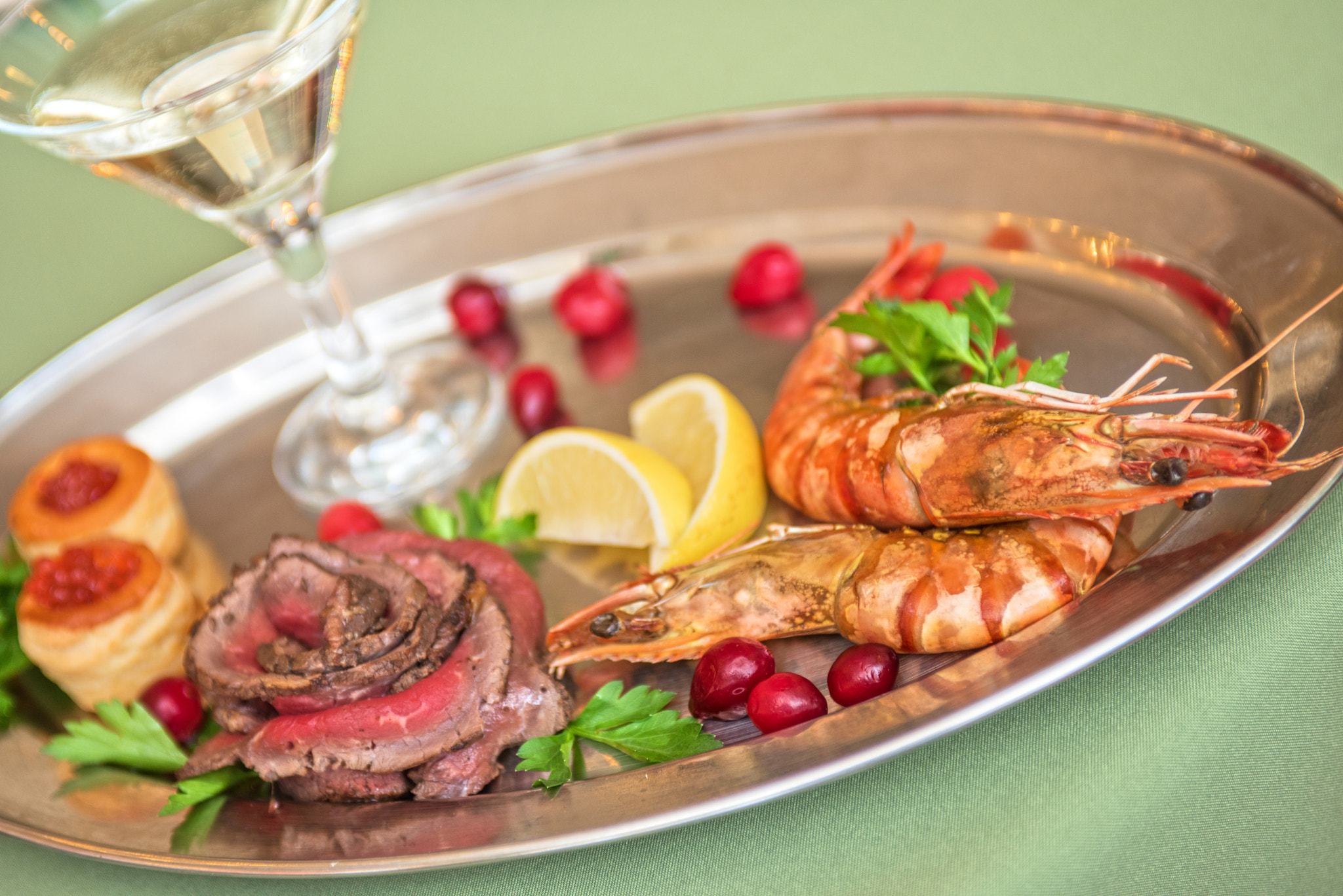 Nikon AF-S Nikkor 28-70mm F2.8 ED-IF sample photo. Grilled shrimps and beef meat photography