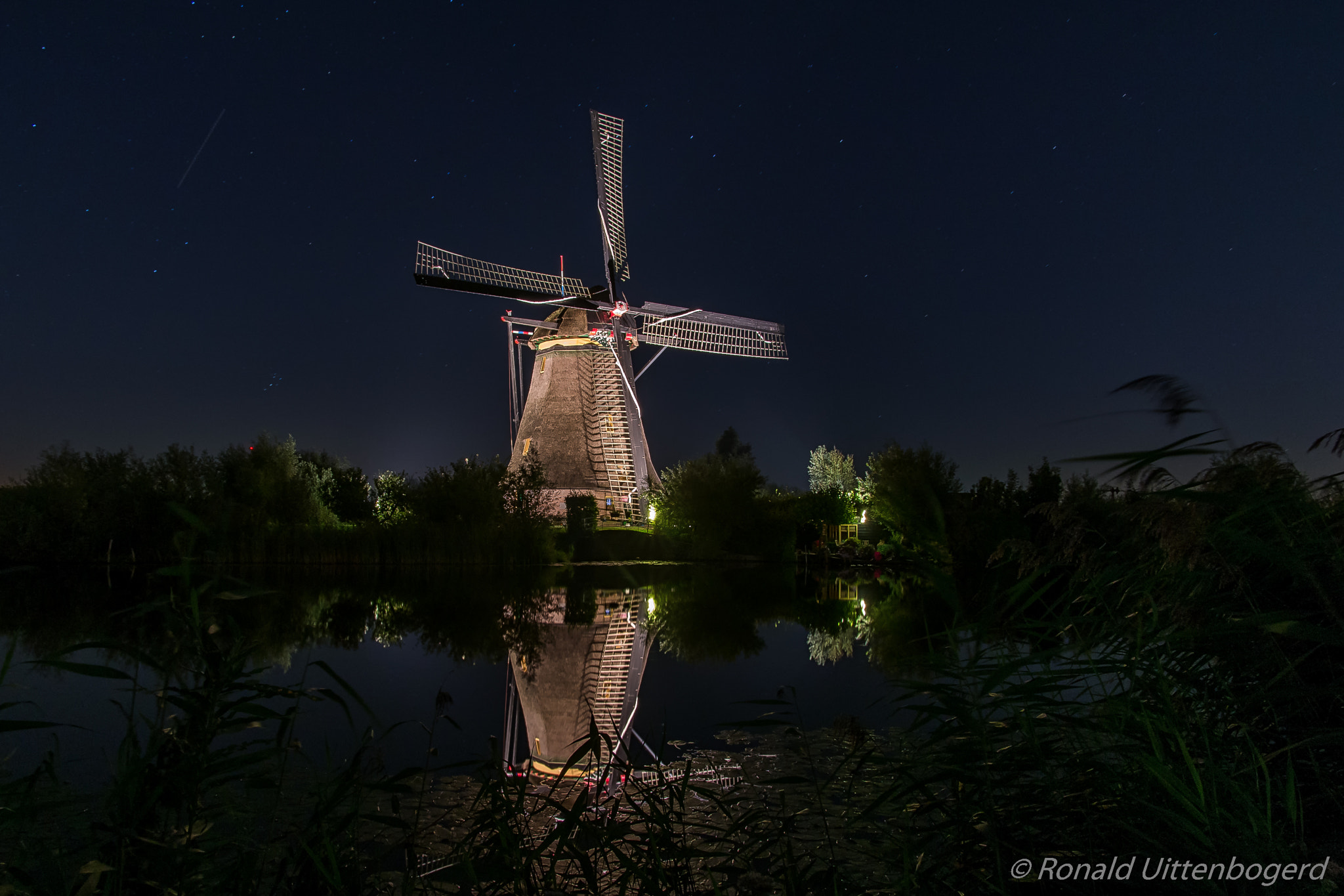 Pentax K-5 sample photo. Windmill at night photography