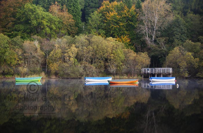 Nikon D700 sample photo. Boats autumnal tranquility - loch lomond - scotland photography