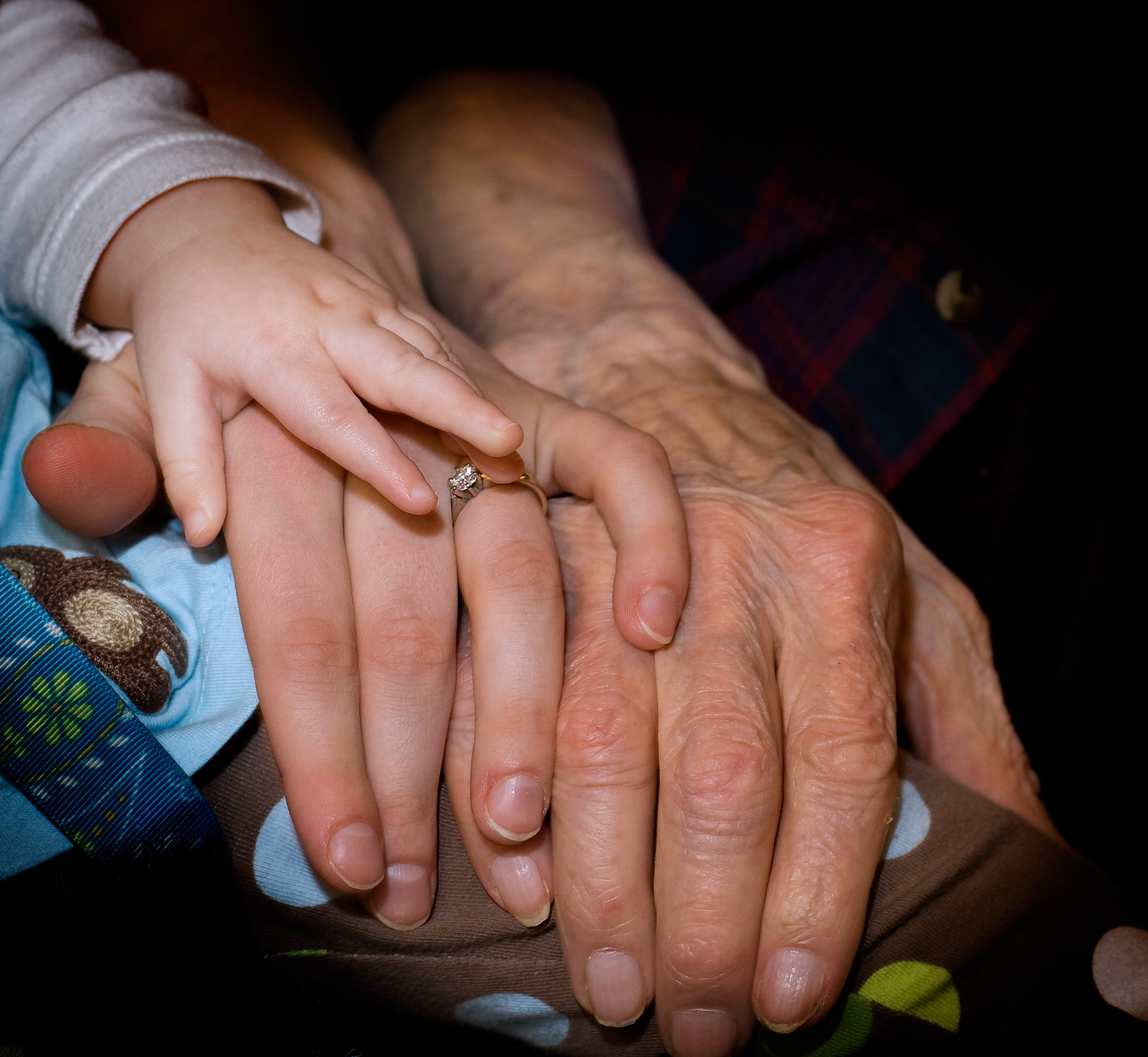 Canon EOS 50D + Canon EF 50mm F1.4 USM sample photo. Three generations of hands photography