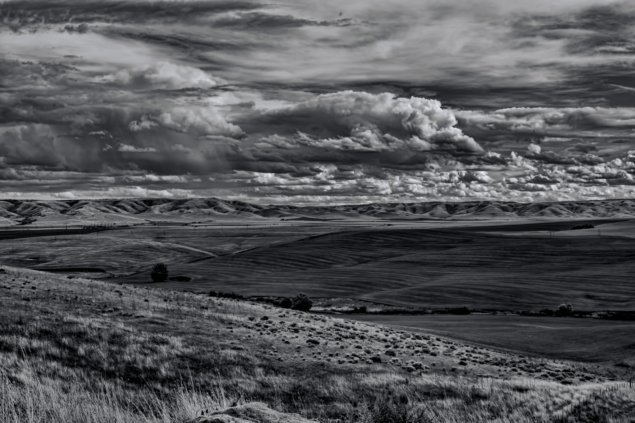 Pentax K-1 sample photo. Cloudy valley monochrome photography