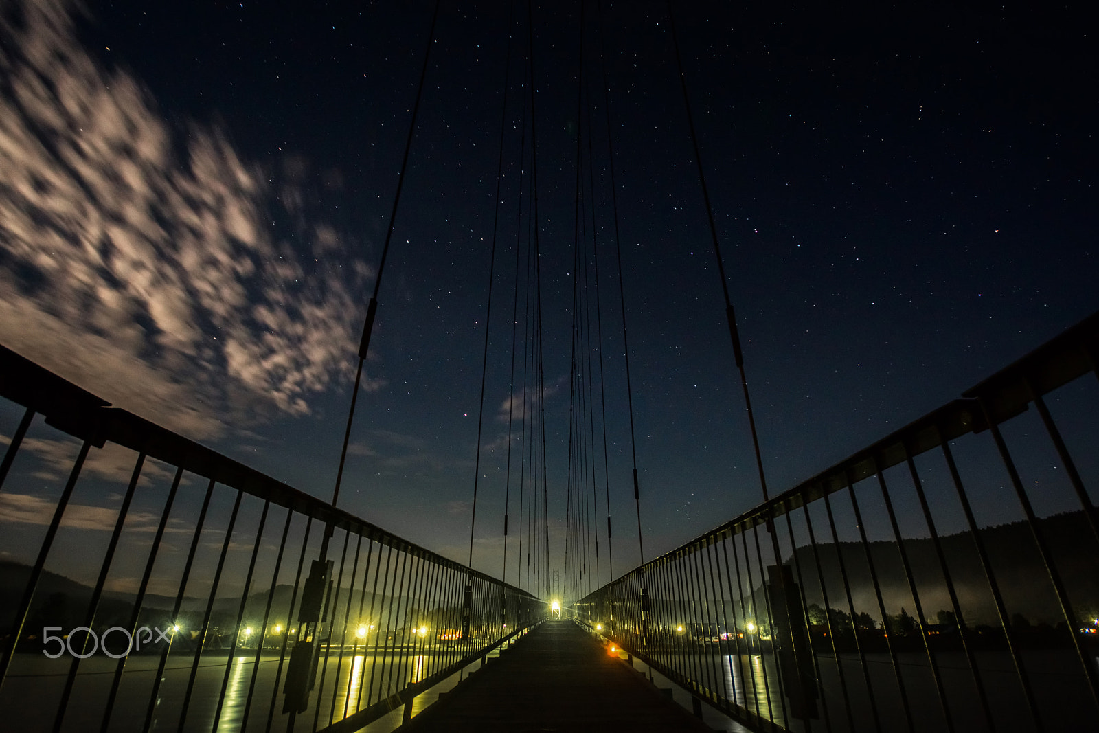 Sigma AF 10-20mm F4-5.6 EX DC sample photo. Night view of the bridge over the irkut river photography