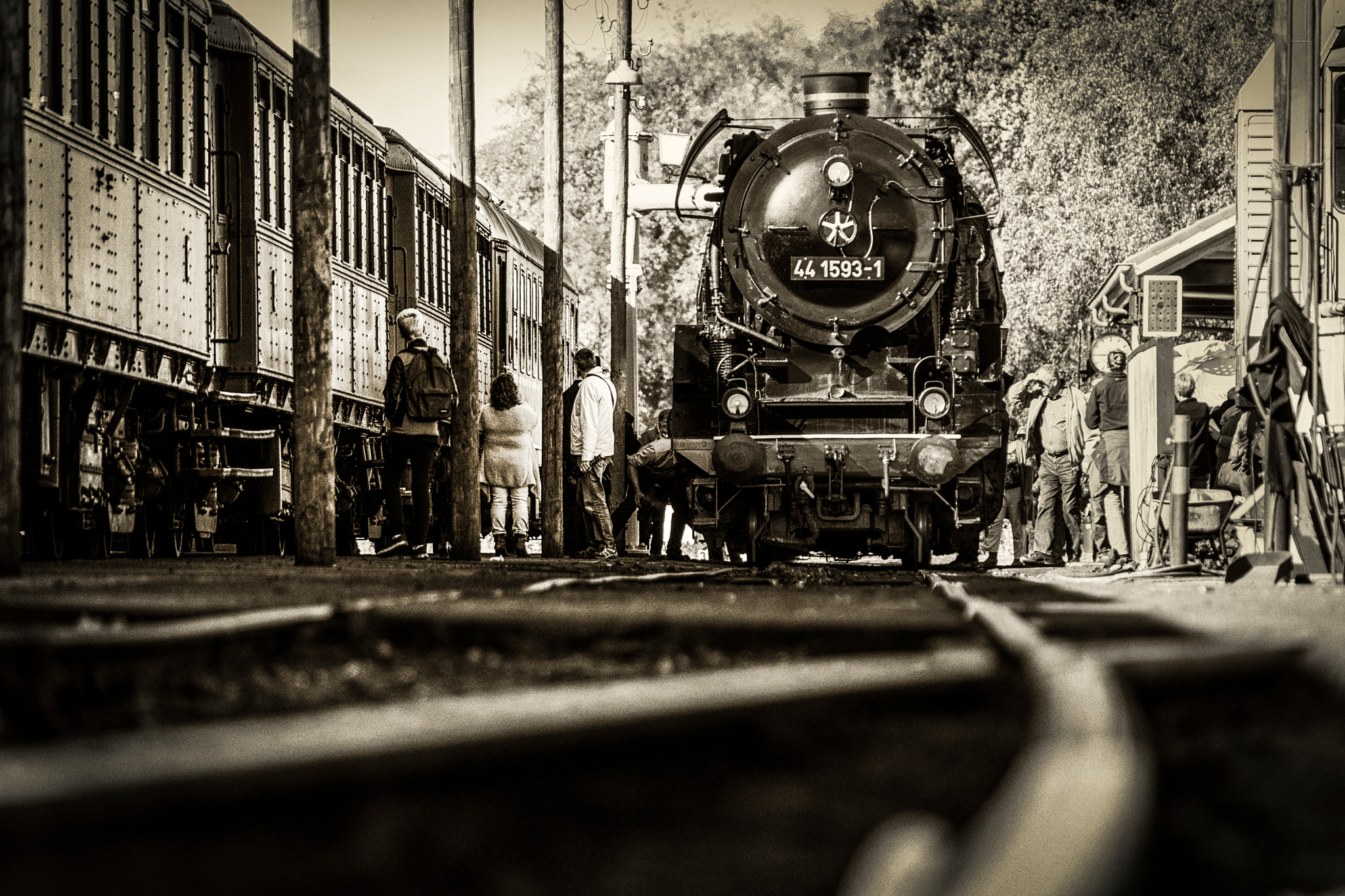Sony a99 II sample photo. Steam train at the station photography