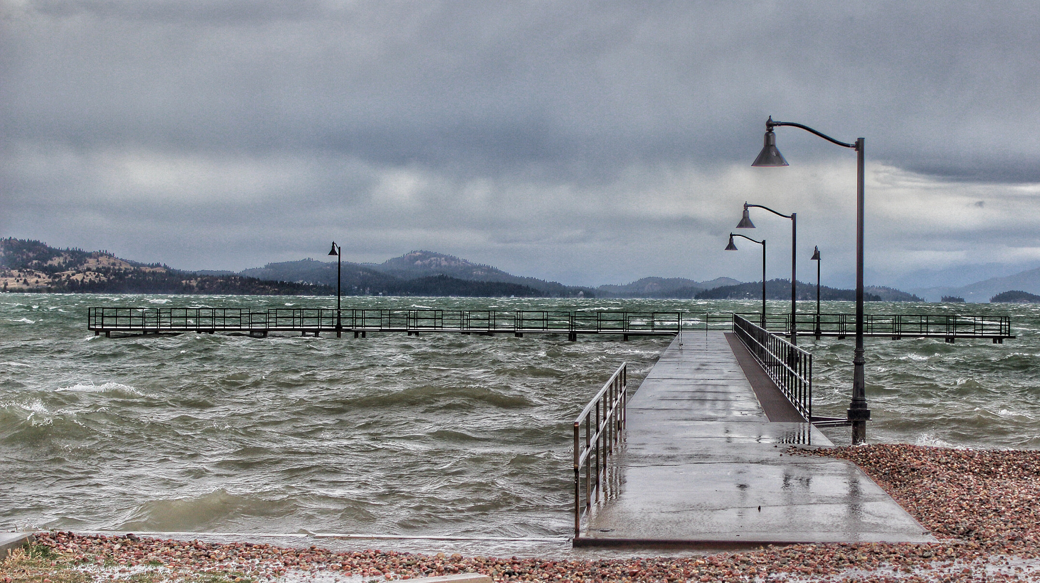Canon EF-S 18-55mm F3.5-5.6 IS II sample photo. Flathead lake, montana at salish point docks during a recent significant storm. photography