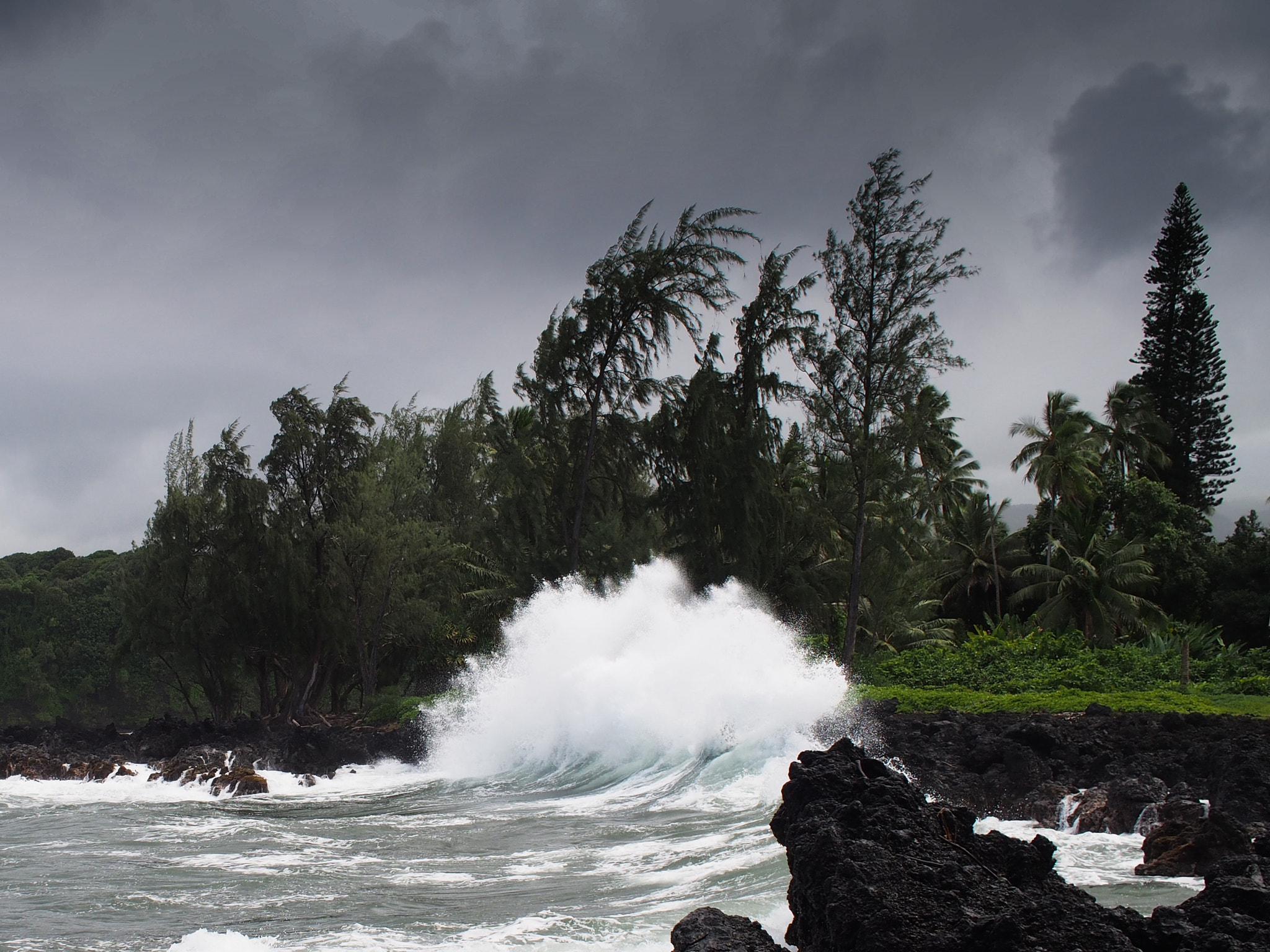 Olympus PEN E-PL5 + Olympus M.Zuiko Digital 17mm F1.8 sample photo. Crashing waves on the ke'anea peninsula photography