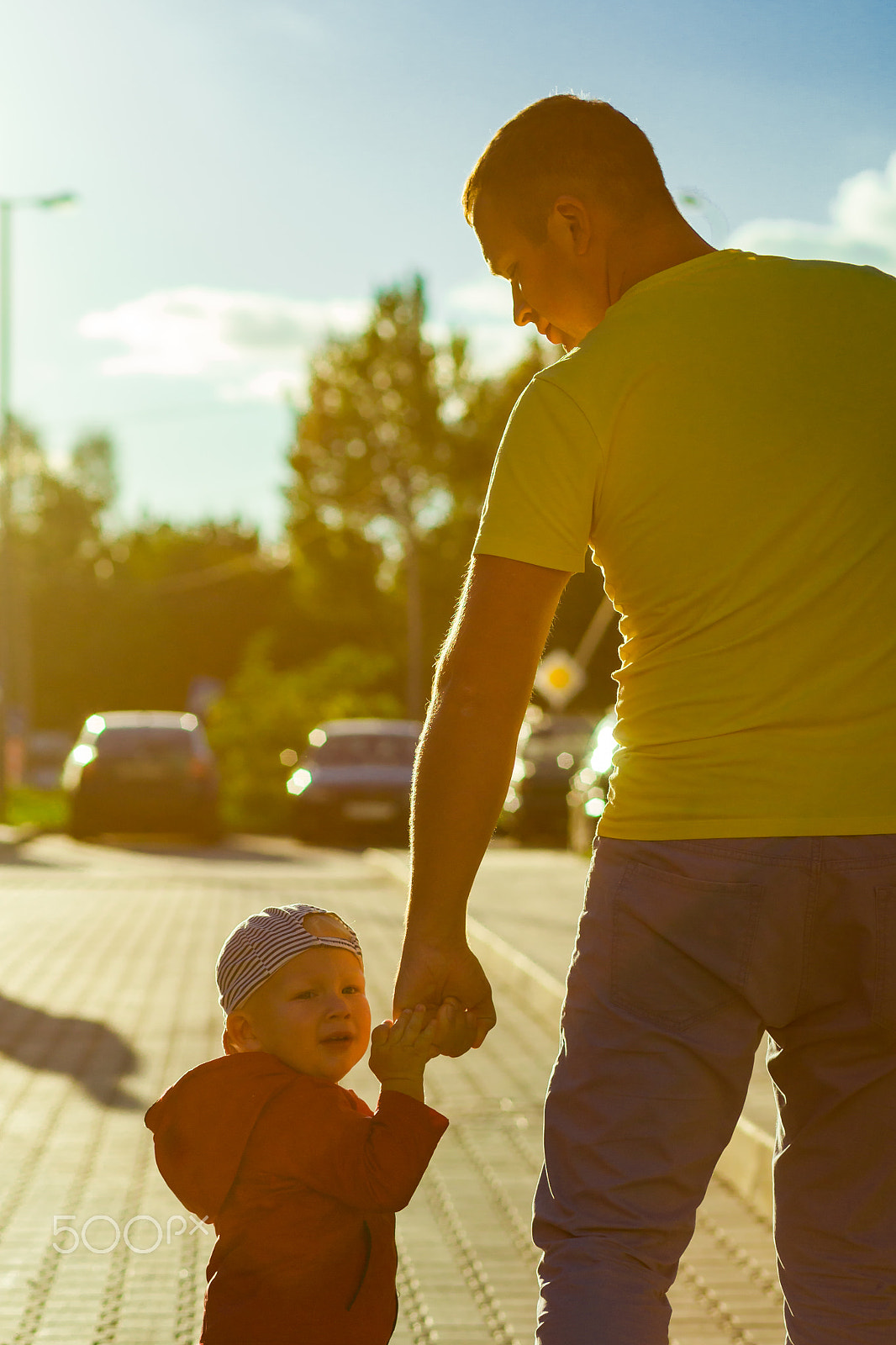 Sony a99 II sample photo. Father and son on a walk photography