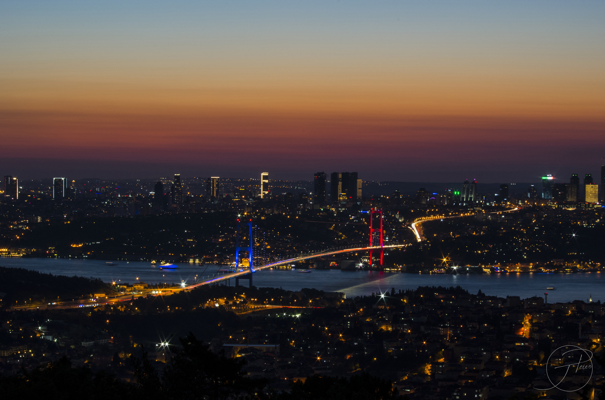 Pentax K-5 II sample photo. Bosphorus bridge after dusk, istanbul photography