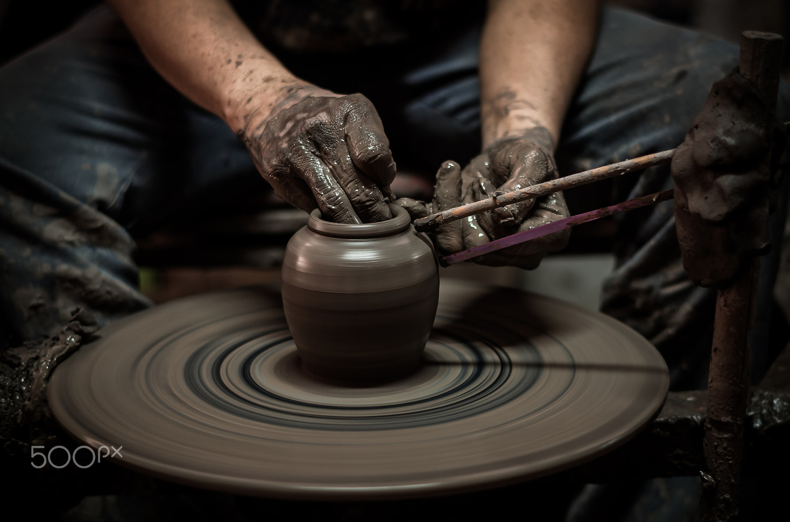 Pentax smc DA 50mm F1.8 sample photo. Closeup hands of a potter, creating an earthen jar on the tradit photography