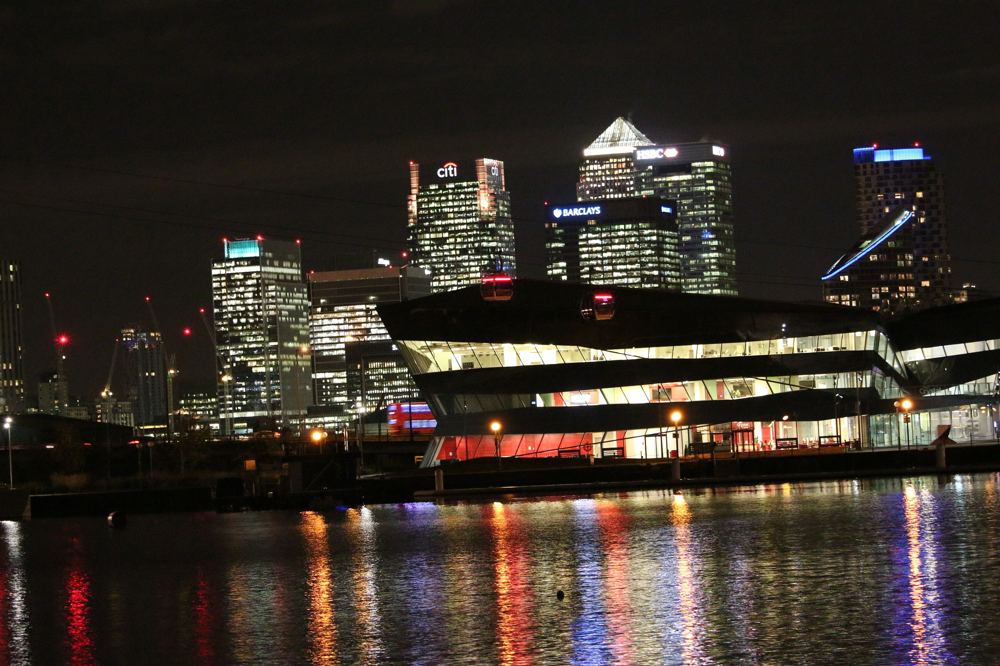 Canon EF-S 55-250mm F4-5.6 IS STM sample photo. Colours of night - #london #docklamnds photography