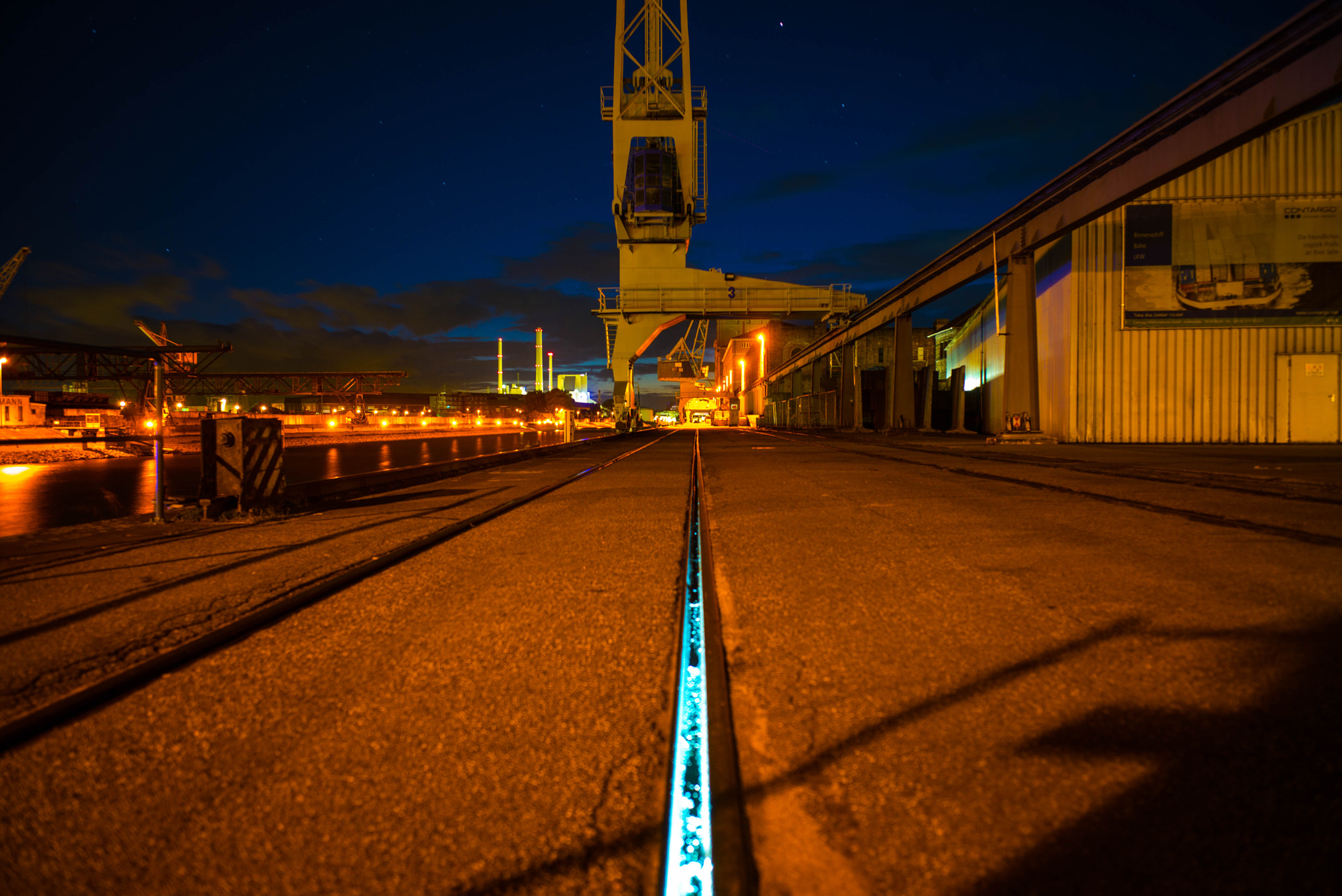 Leica Elmarit-M 28mm F2.8 ASPH sample photo. Night at karlsruhe harbour photography