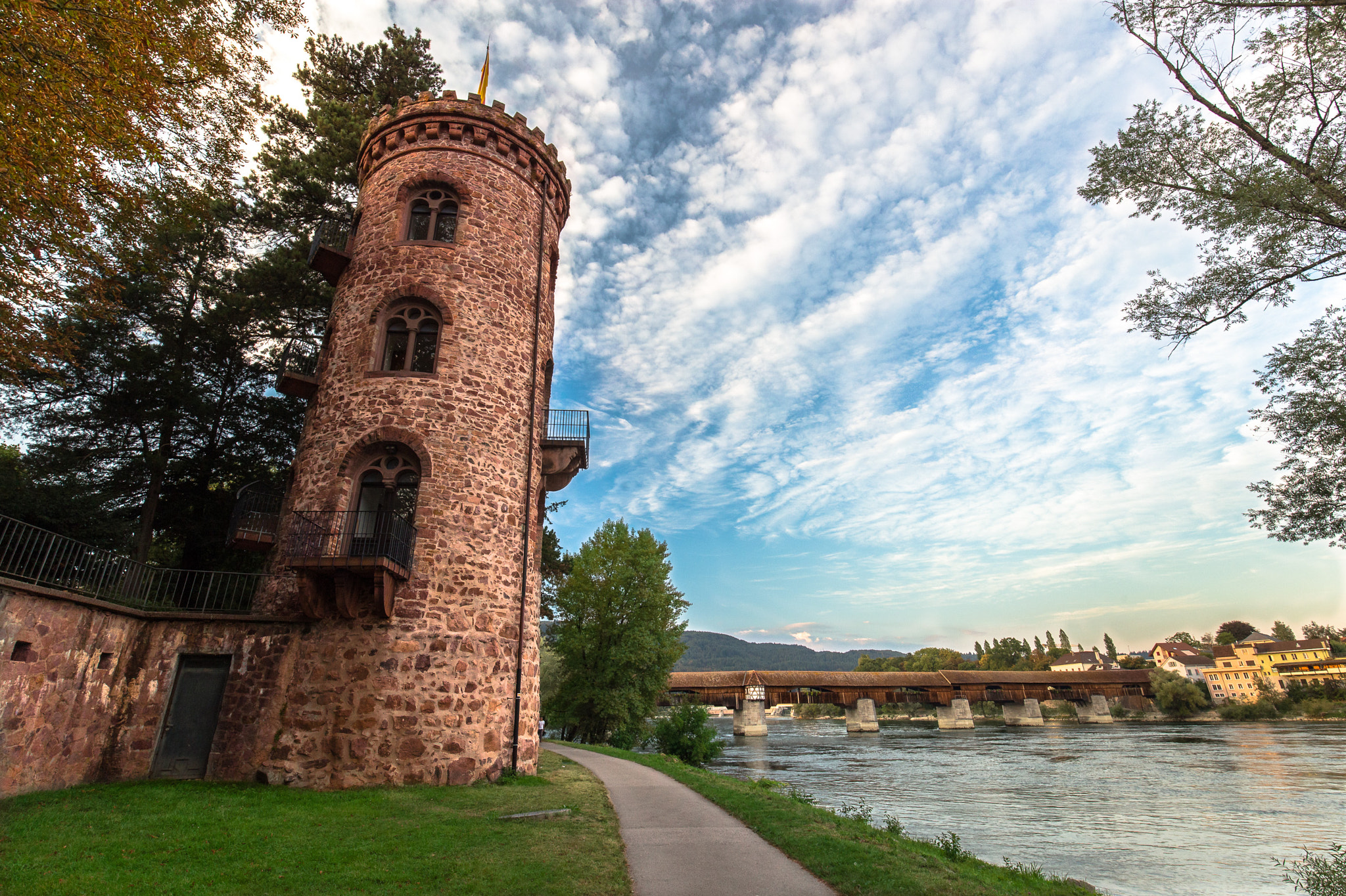 Canon EOS 6D + Canon EF 16-35mm F4L IS USM sample photo. Tower next to river rhine photography