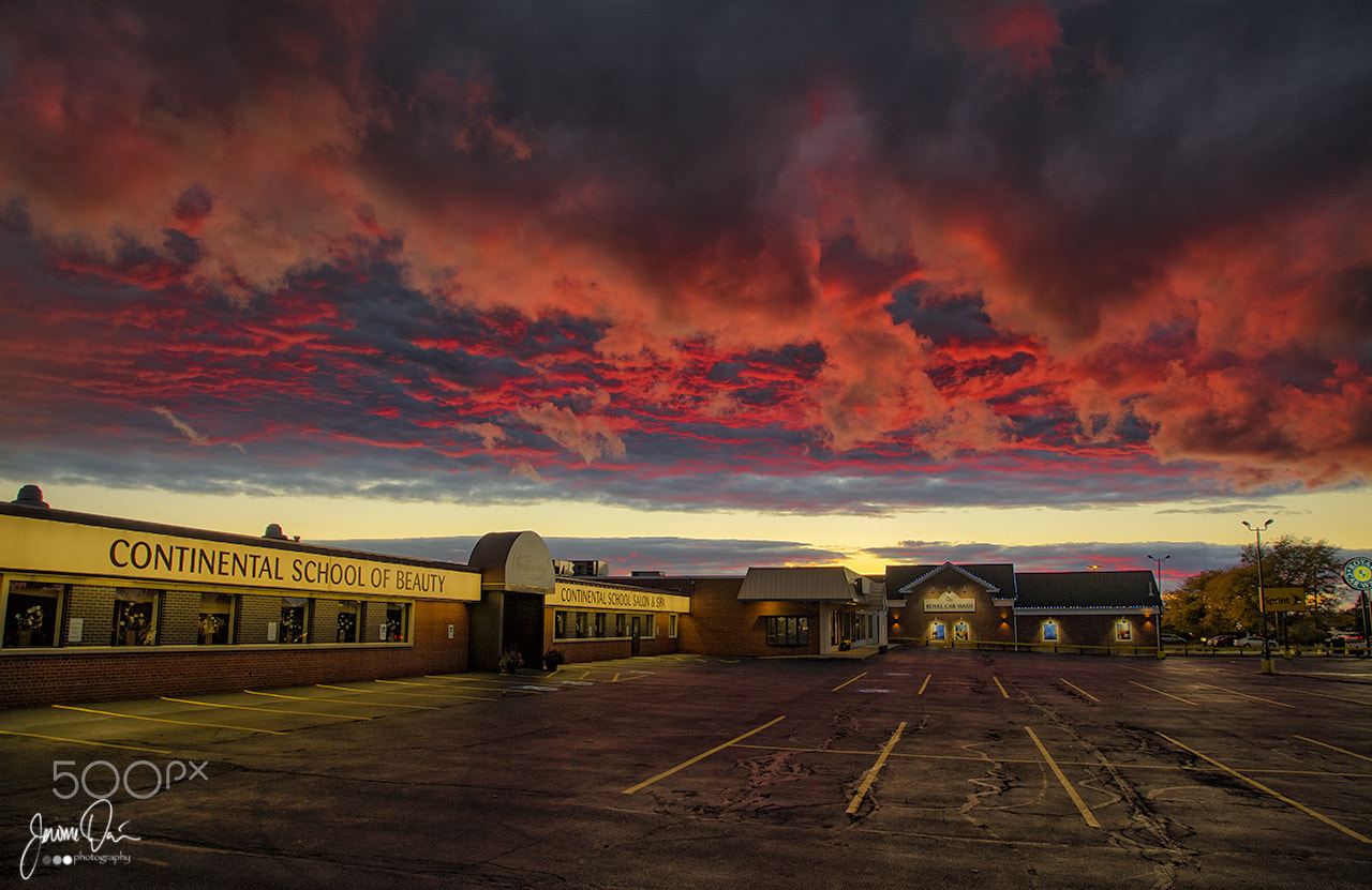 Sigma 24-105mm f/4 DG OS HSM | A sample photo. Sunset in parking lot photography