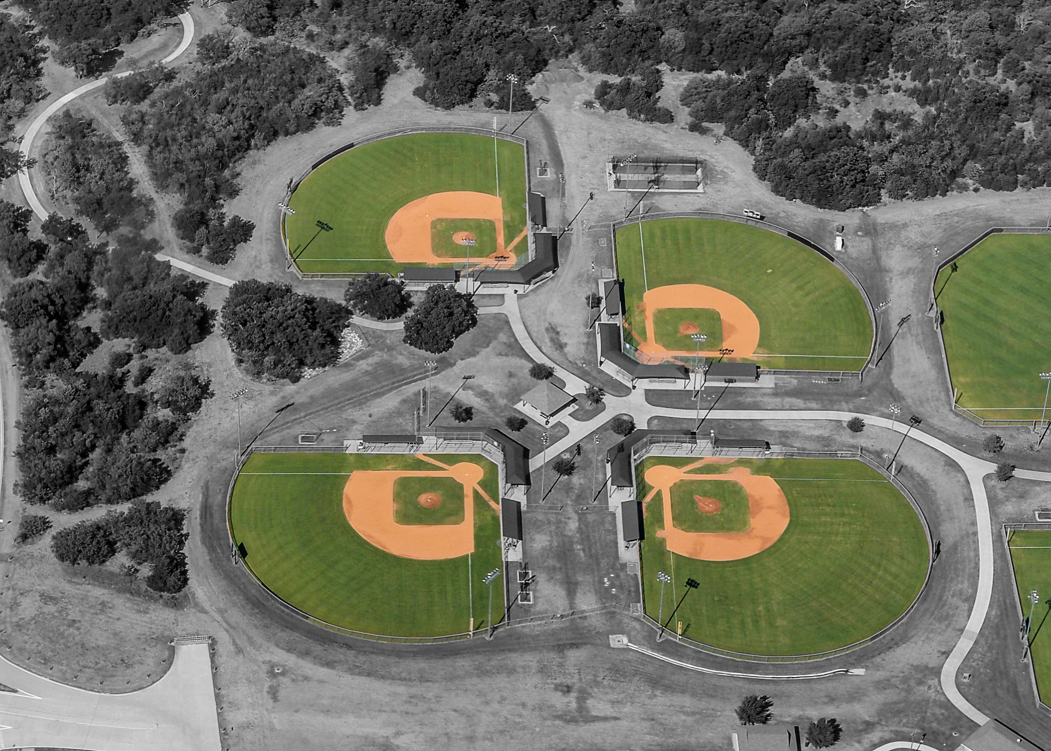 Olympus Zuiko Digital ED 12-60mm F2.8-4.0 SWD sample photo. Baseball fields from the air photography