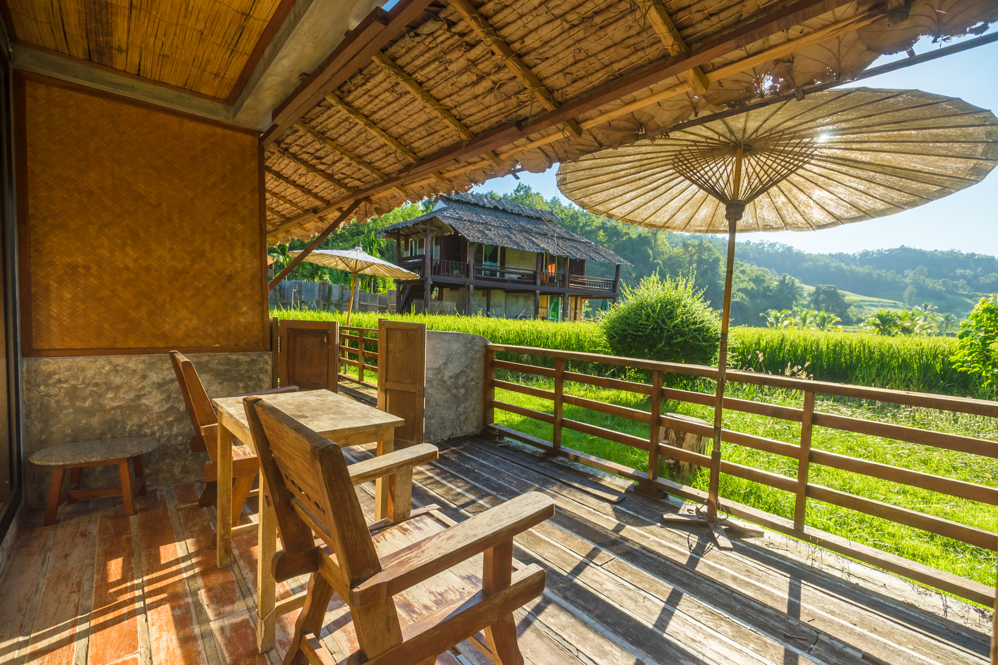 Sony a7 + Sony Vario-Sonnar T* 16-35mm F2.8 ZA SSM sample photo. The relaxation terrace in rice green ,northern ,thailand. photography