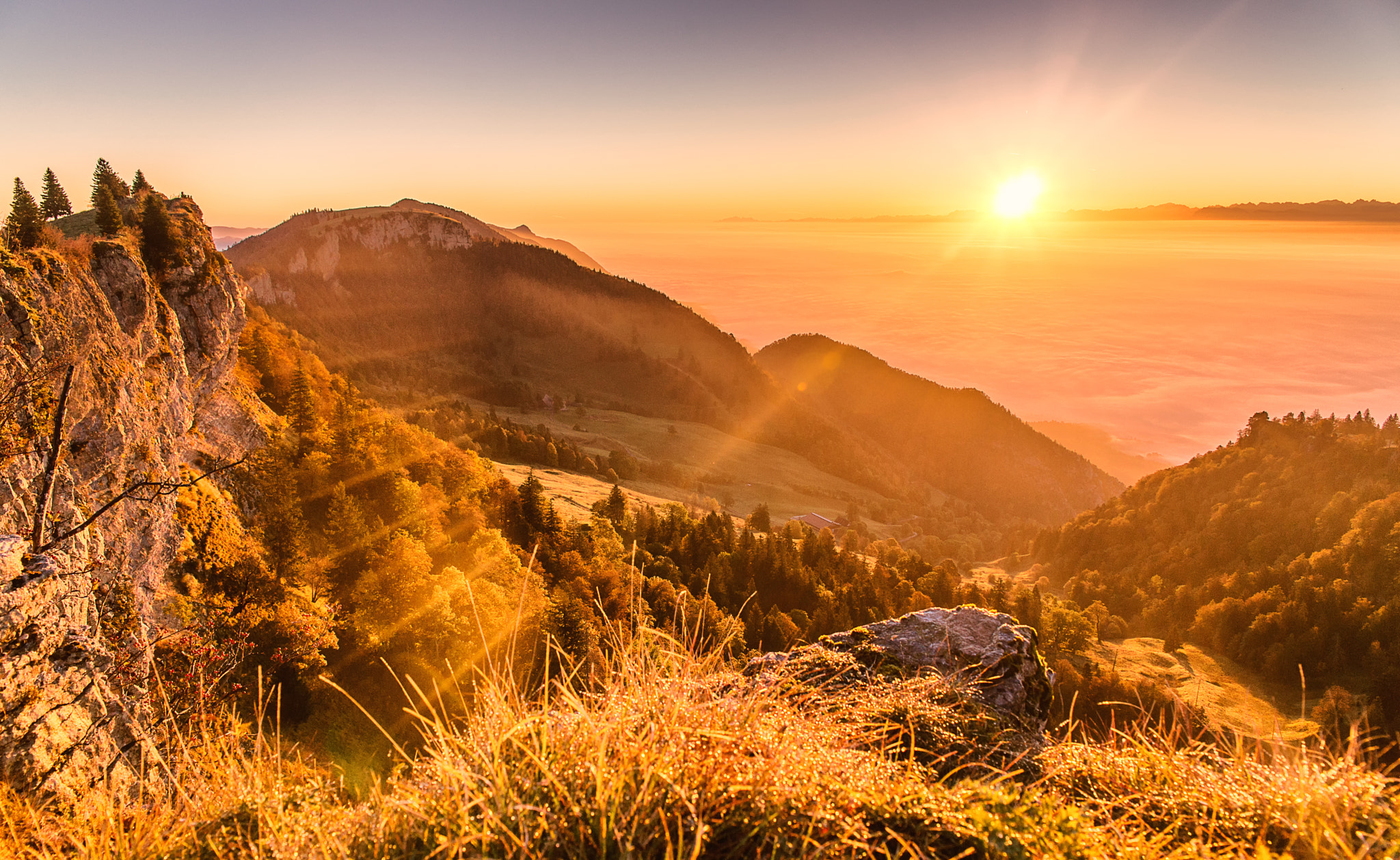 Sony Alpha DSLR-A850 + 24-70mm F2.8 sample photo. Sunrise grenchenberg, switzerland photography