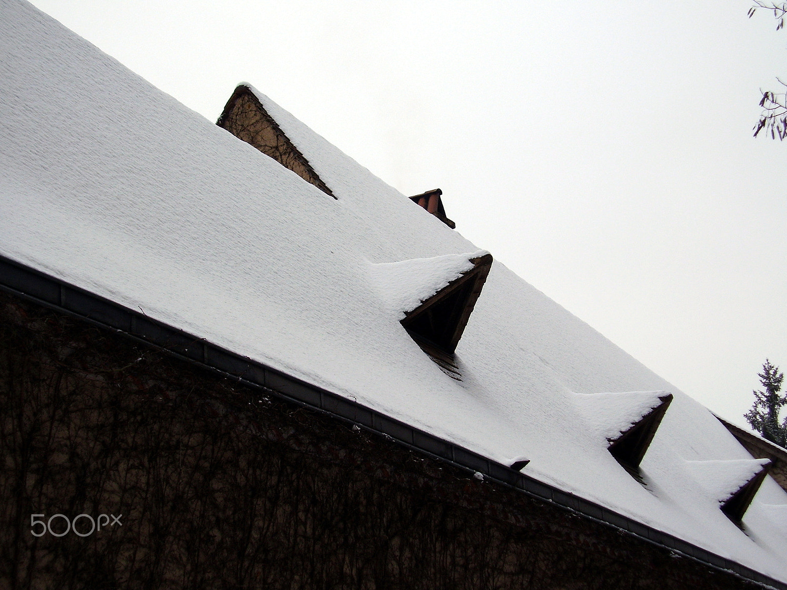 Olympus FE115,X715 sample photo. French farmhouse in the snow photography