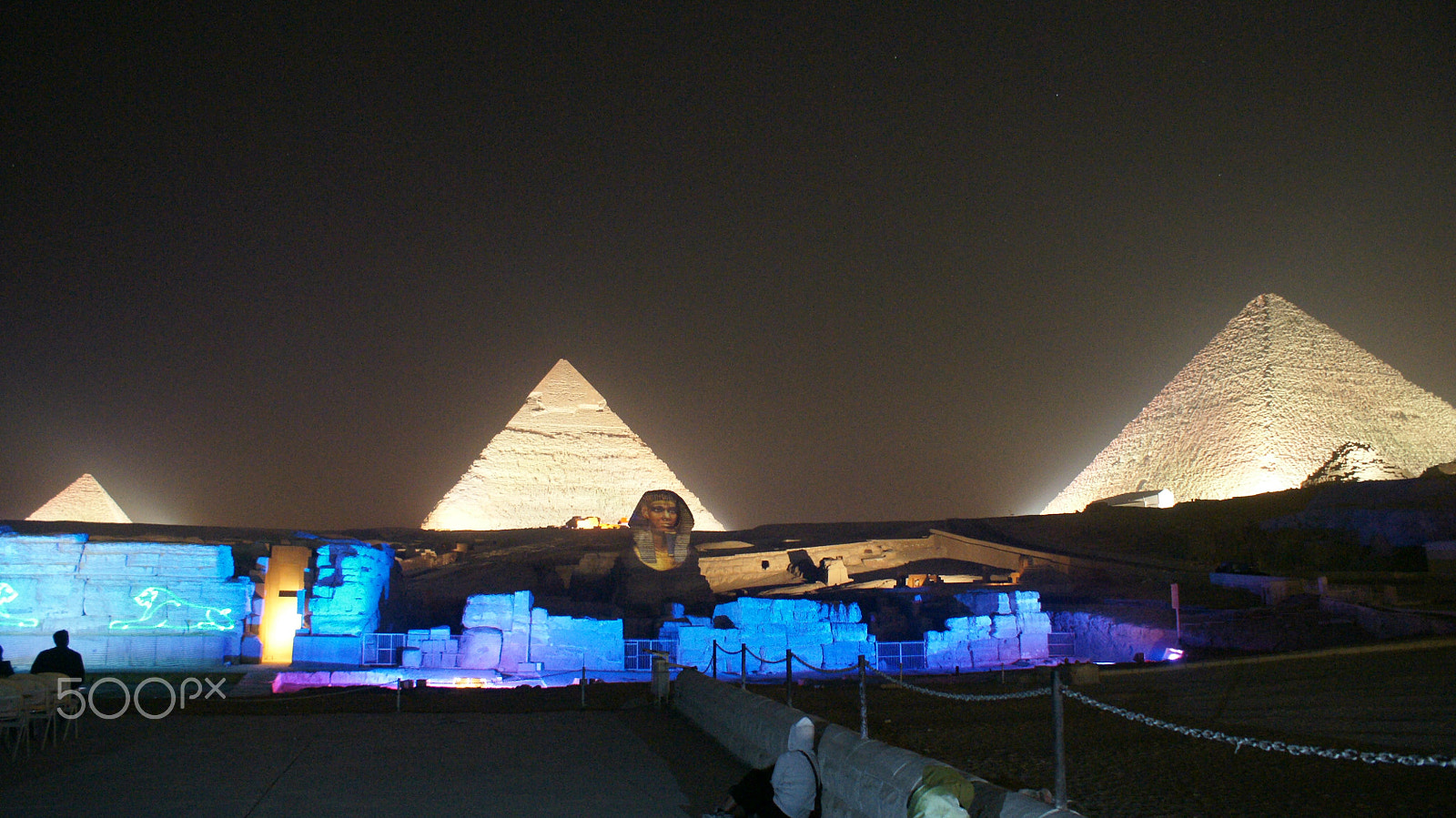 Sony Alpha DSLR-A700 sample photo. Night lights pyramids of giza 2 photography