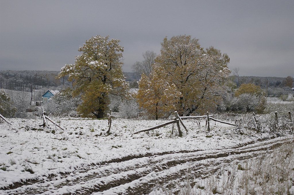 Pentax K110D sample photo. The first snow in oktober. photography