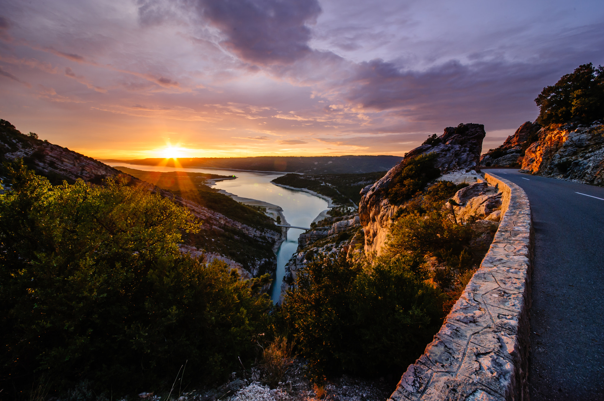 Nikon D700 + Sigma 12-24mm F4.5-5.6 II DG HSM sample photo. Sunset on verdon road photography