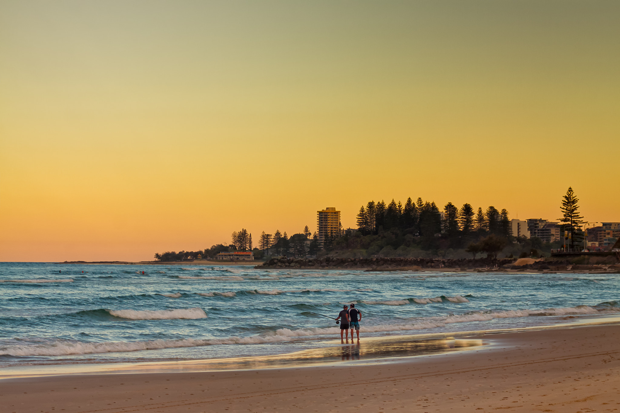 Canon EOS 50D + Canon EF 70-210mm f/4 sample photo. Two fishermen in the sunset photography