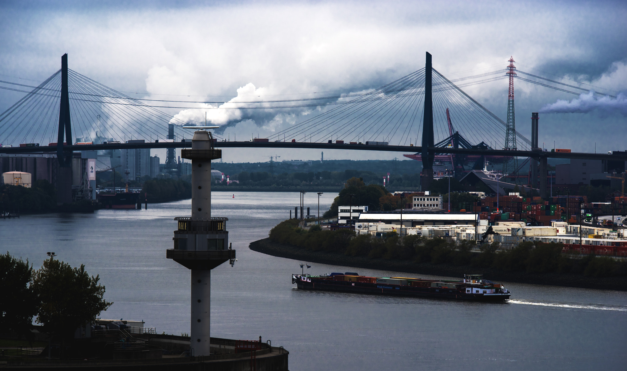 Pentax K-1 sample photo. Dusty hamburg harbour ii photography