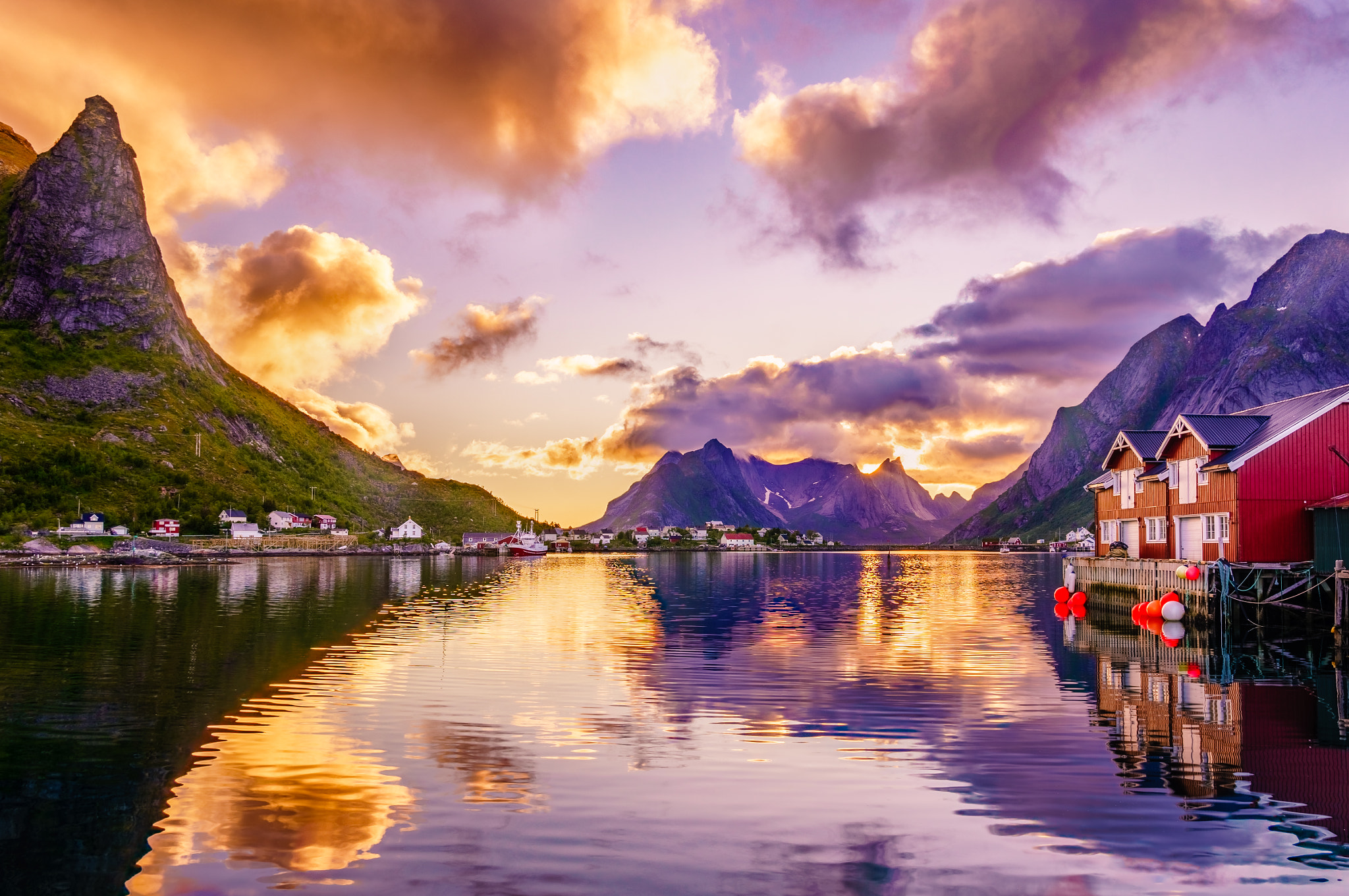 Sony Alpha NEX-6 + Sigma 19mm F2.8 EX DN sample photo. Midnight sun reflections in reine photography