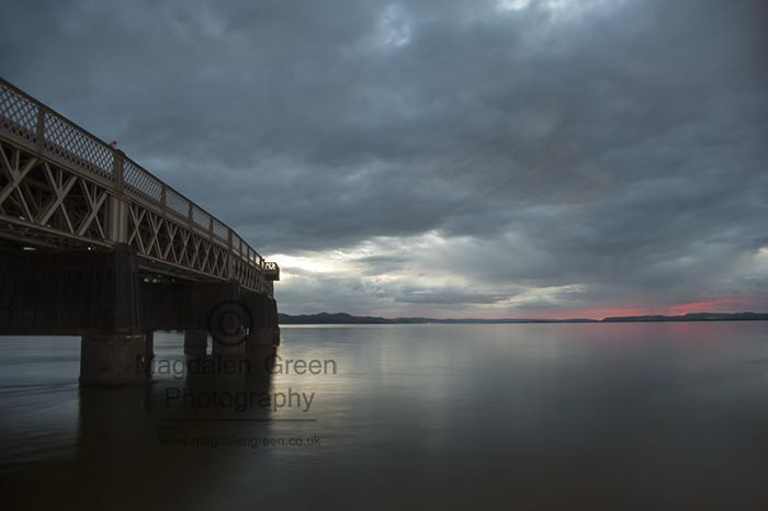 Nikon D700 + AF-S DX Zoom-Nikkor 18-55mm f/3.5-5.6G ED sample photo. Tay rail bridge -  calm tay view  - frisson of pink as the sun g photography