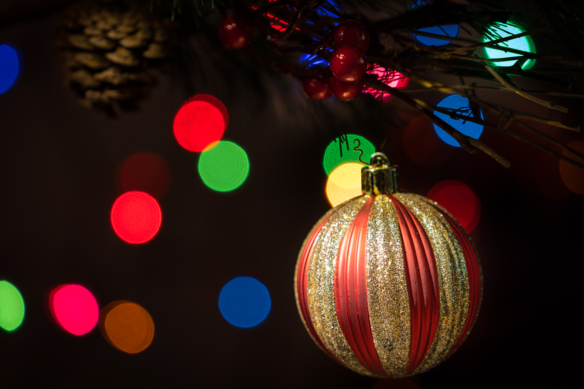Christmas ornament in a storage box with black background