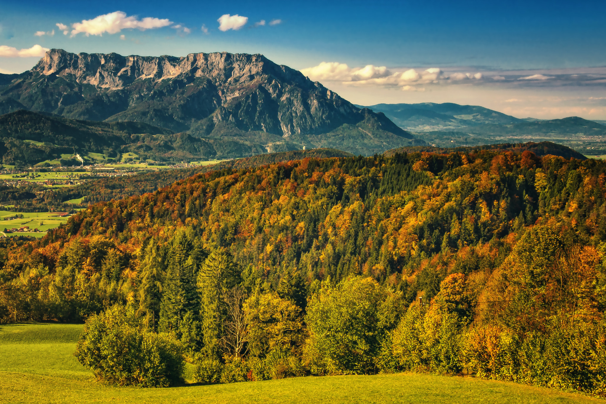 Nikon D800 sample photo. Adnet mit untersberg im herbst photography