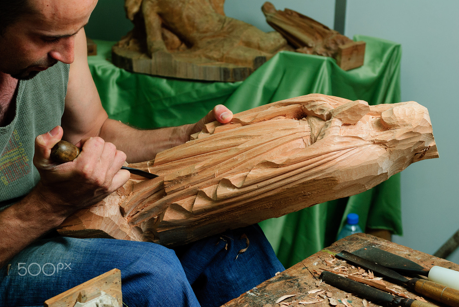 Nikon AF-S Nikkor 28-70mm F2.8 ED-IF sample photo. Portuguese man carves figure of the virgin mary photography