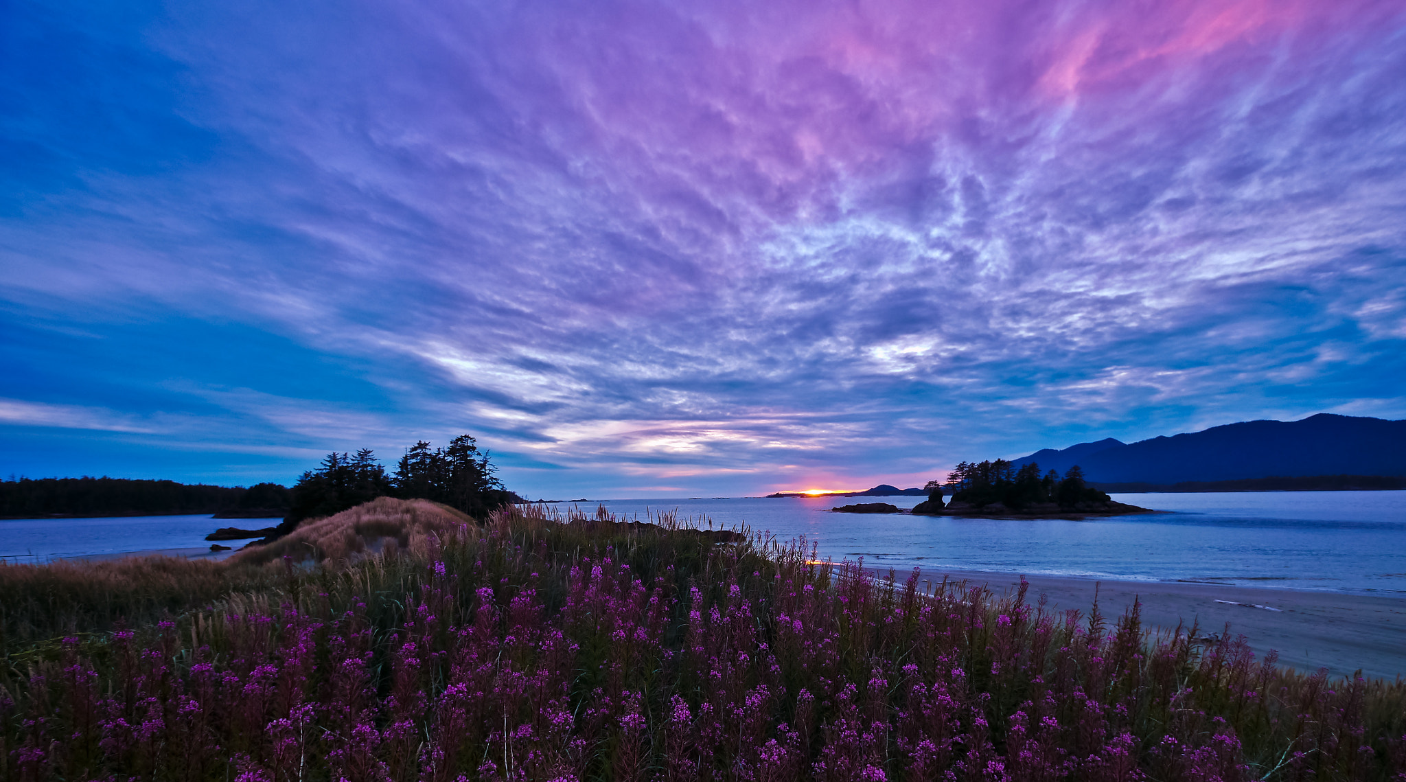 Panasonic Lumix DMC-G3 + Panasonic Lumix G Vario 7-14mm F4 ASPH sample photo. Sunset over clayoquot photography