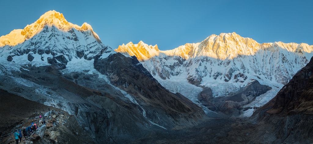 Annapurna South and Annapurna I sunrise by Bob on 500px.com