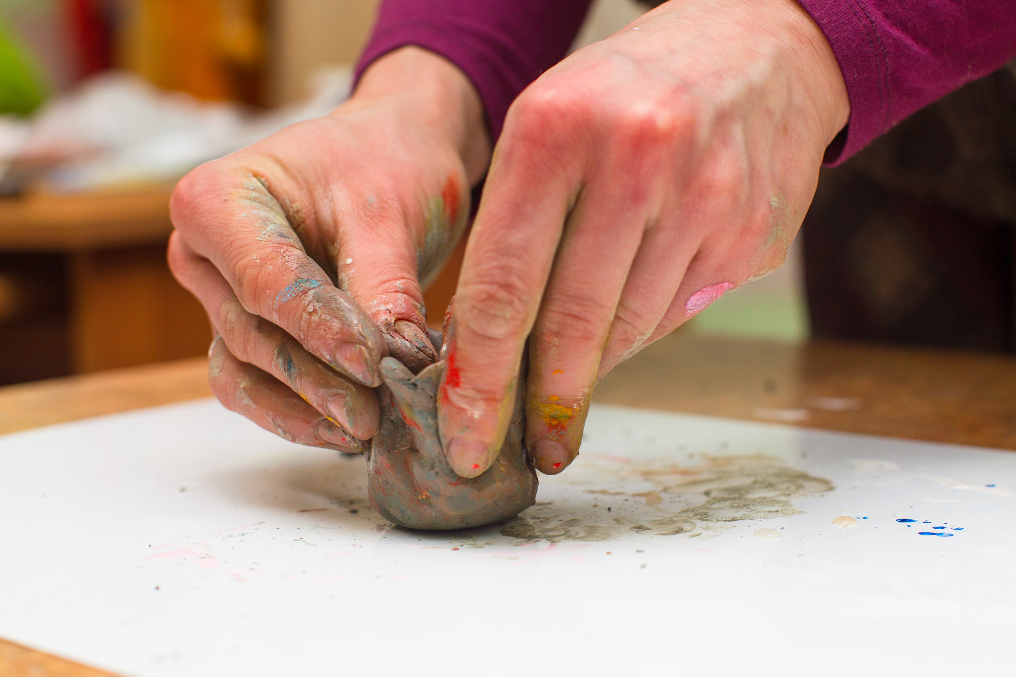 Canon EOS-1D Mark IV sample photo. Hands stained with clay and paint. hands painter and sculptor. c photography
