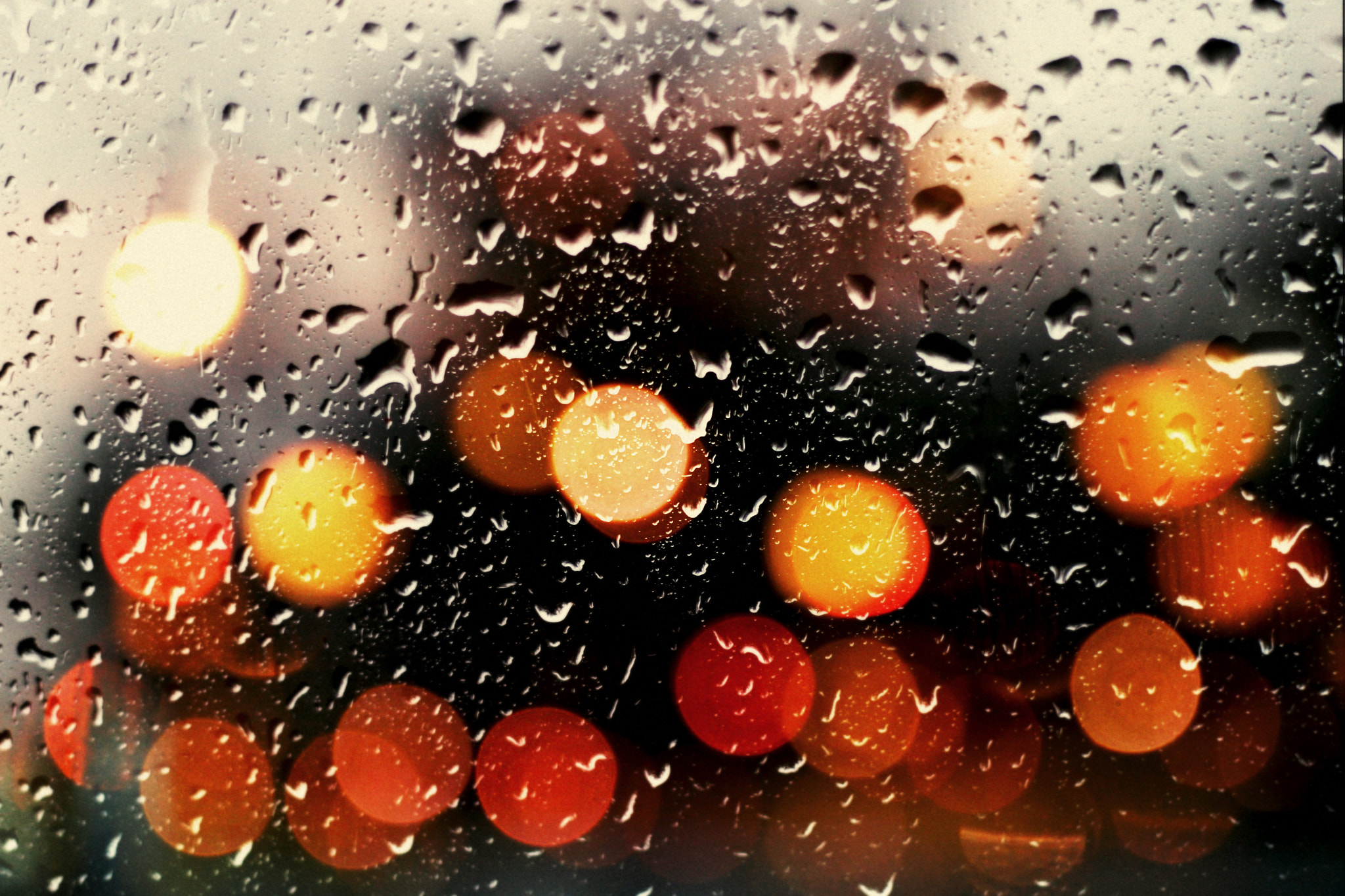 Canon EOS 500D (EOS Rebel T1i / EOS Kiss X3) sample photo. Abstract of bokeh with raindrops photography