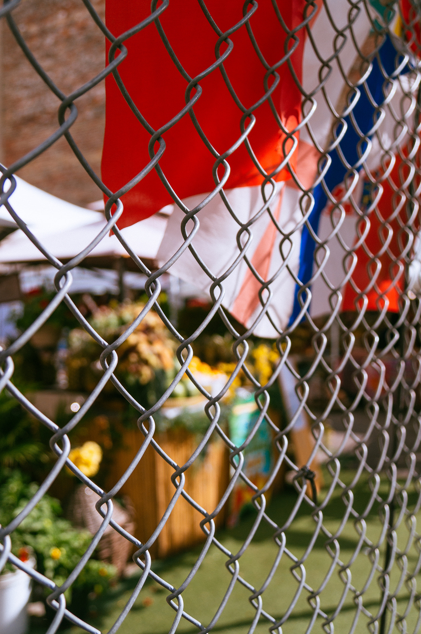 Sony NEX-VG30E + Sony E PZ 18-200mm F3.5-6.3 OSS sample photo. Sweet grass ontario - steel fence and flag photography