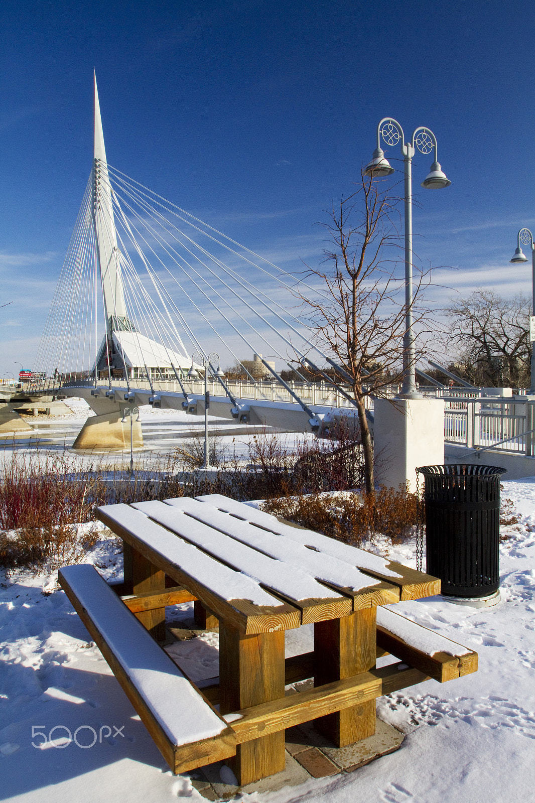 Canon EOS 7D + Canon EF 16-35mm F2.8L USM sample photo. Snowy park bench photography