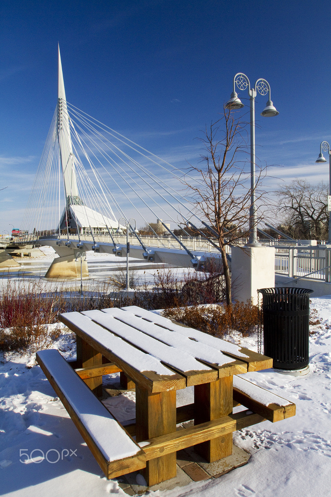 Canon EOS 7D + Canon EF 16-35mm F2.8L USM sample photo. Snowy park bench photography