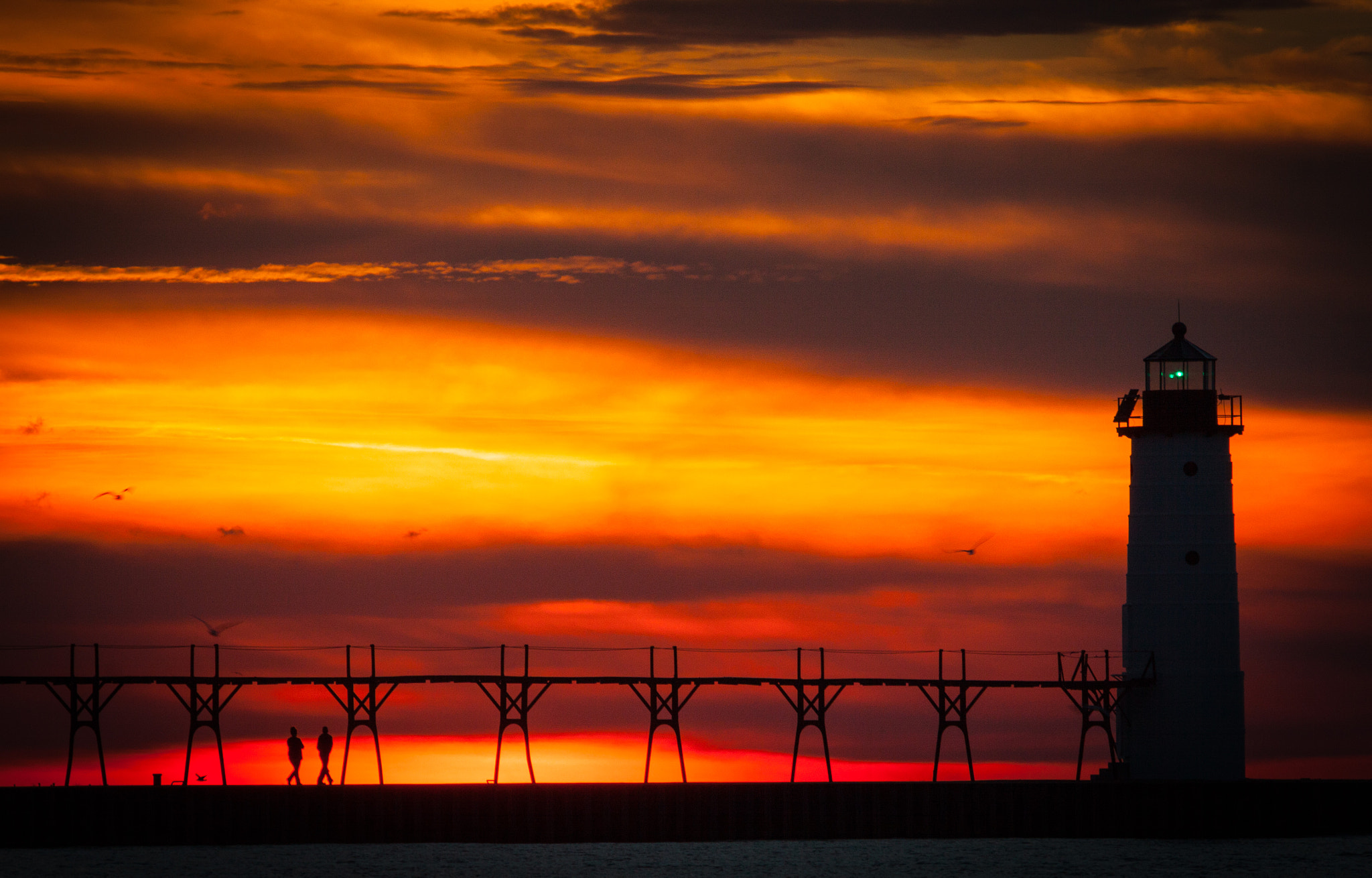 Canon EF 100-400mm F4.5-5.6L IS USM sample photo. Manistee lighthouse sunset photography