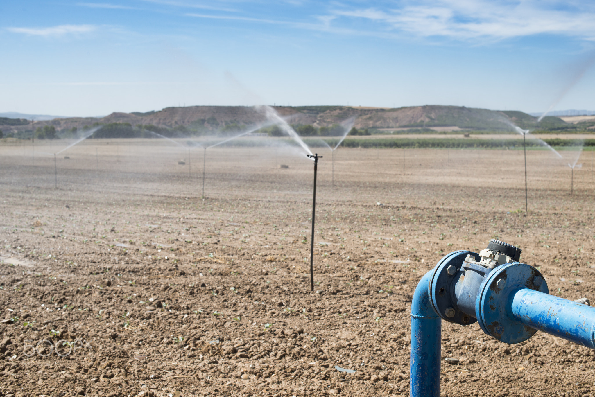 Pipes and tap water for watering plants