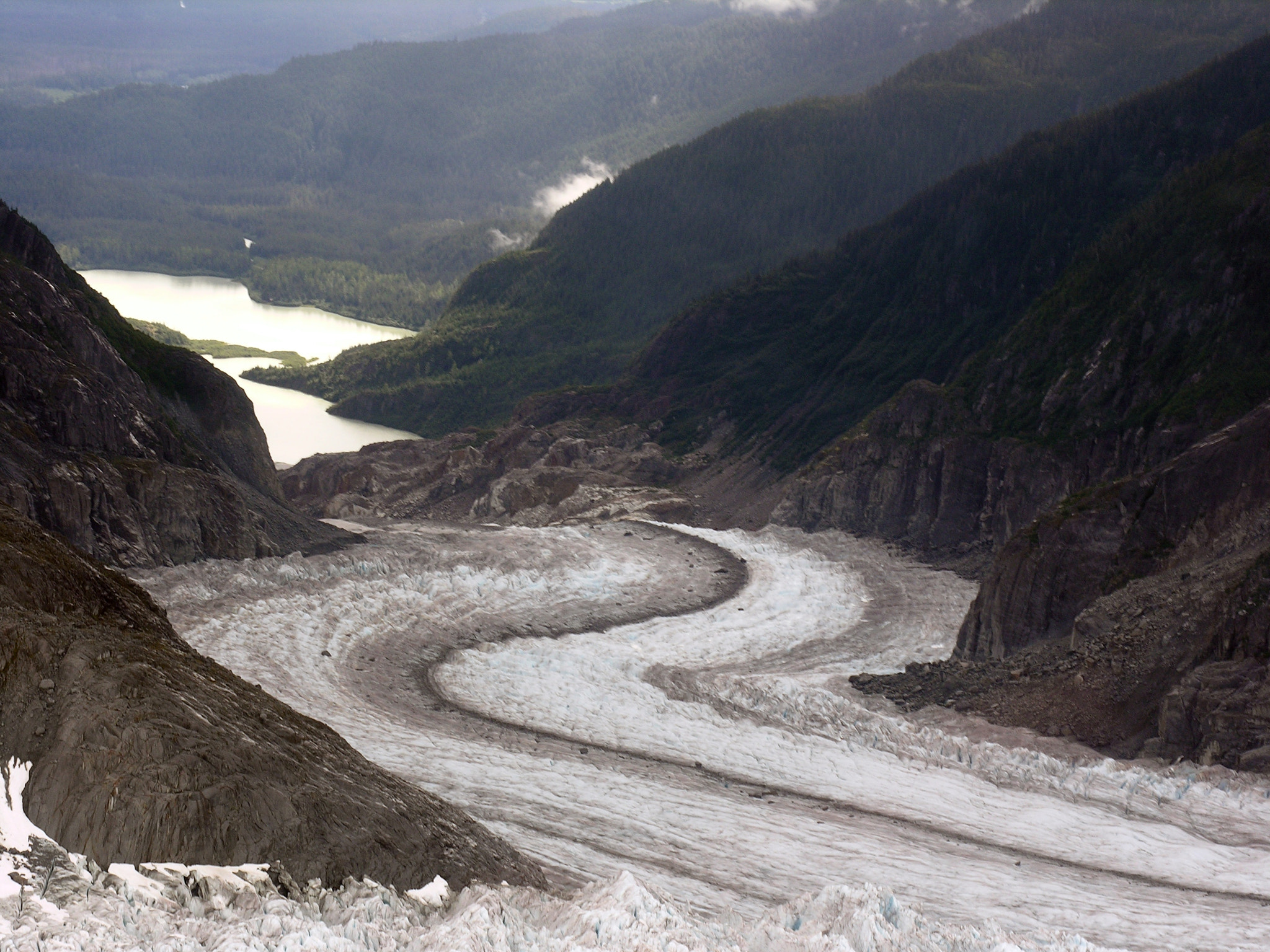 Nikon E8800 sample photo. Mountain glacier winding down to the sea photography