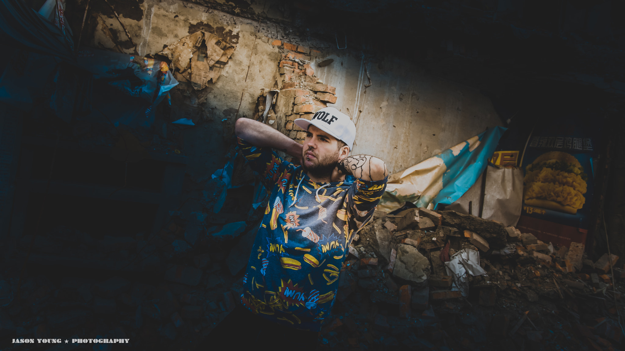 Sigma 17-50mm F2.8 EX DC HSM sample photo. Man in rubble photography
