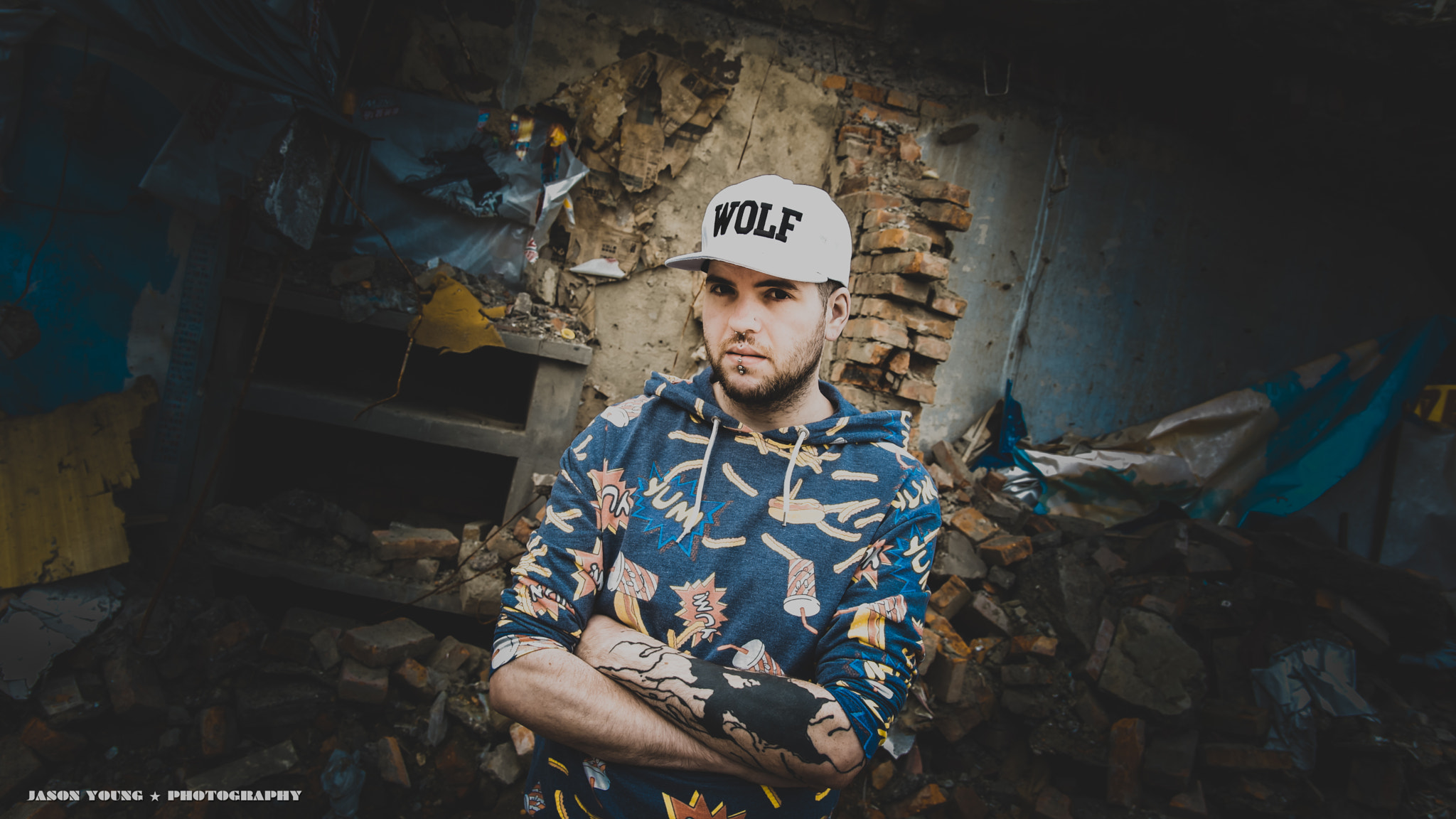 Sigma 17-50mm F2.8 EX DC HSM sample photo. Man in rubble photography